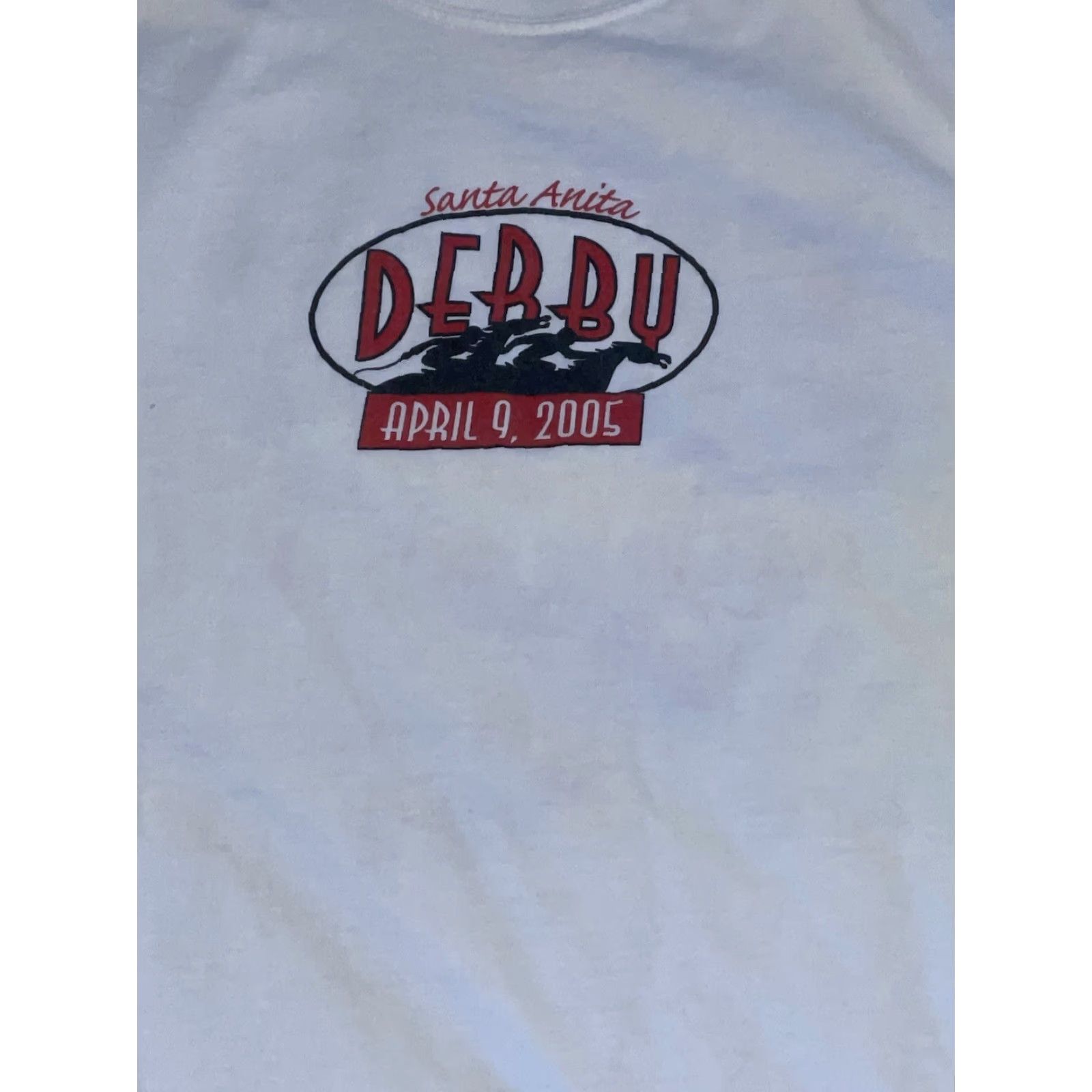 Vintage VINTAGE Derby T-Shirt Men L White 21x27 Santa Anita Derby Horses 21x27 Size US L / EU 52-54 / 3 - 2 Thumbnail