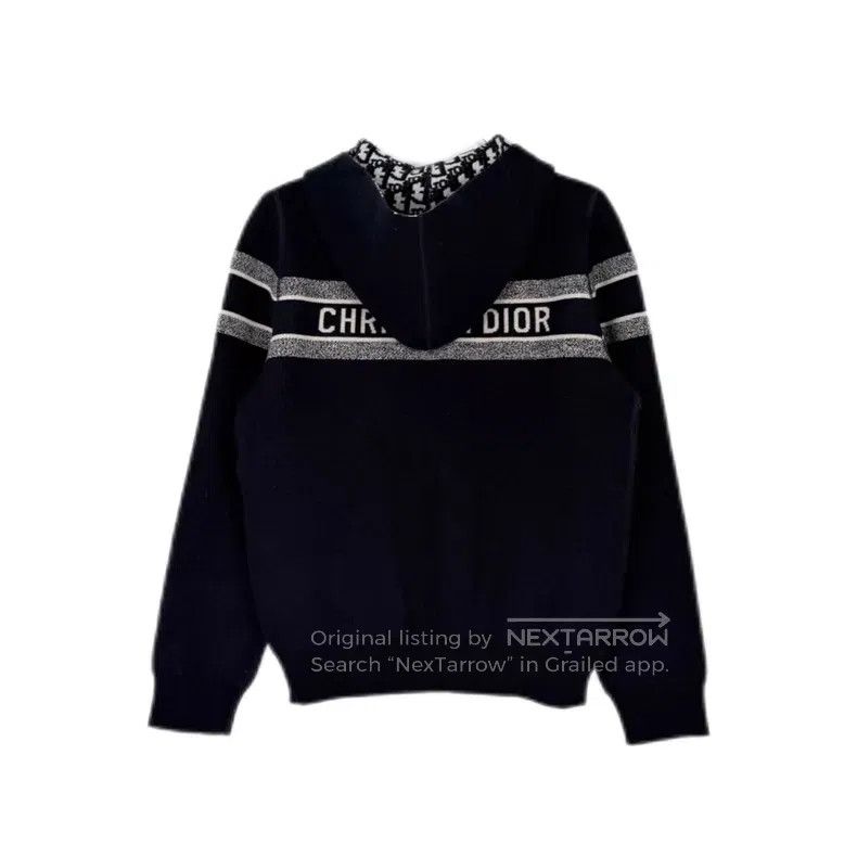 Dior Dior Dark blue letter cashmere zipper hooded jacket Size XS / US 0-2 / IT 36-38 - 2 Thumbnail