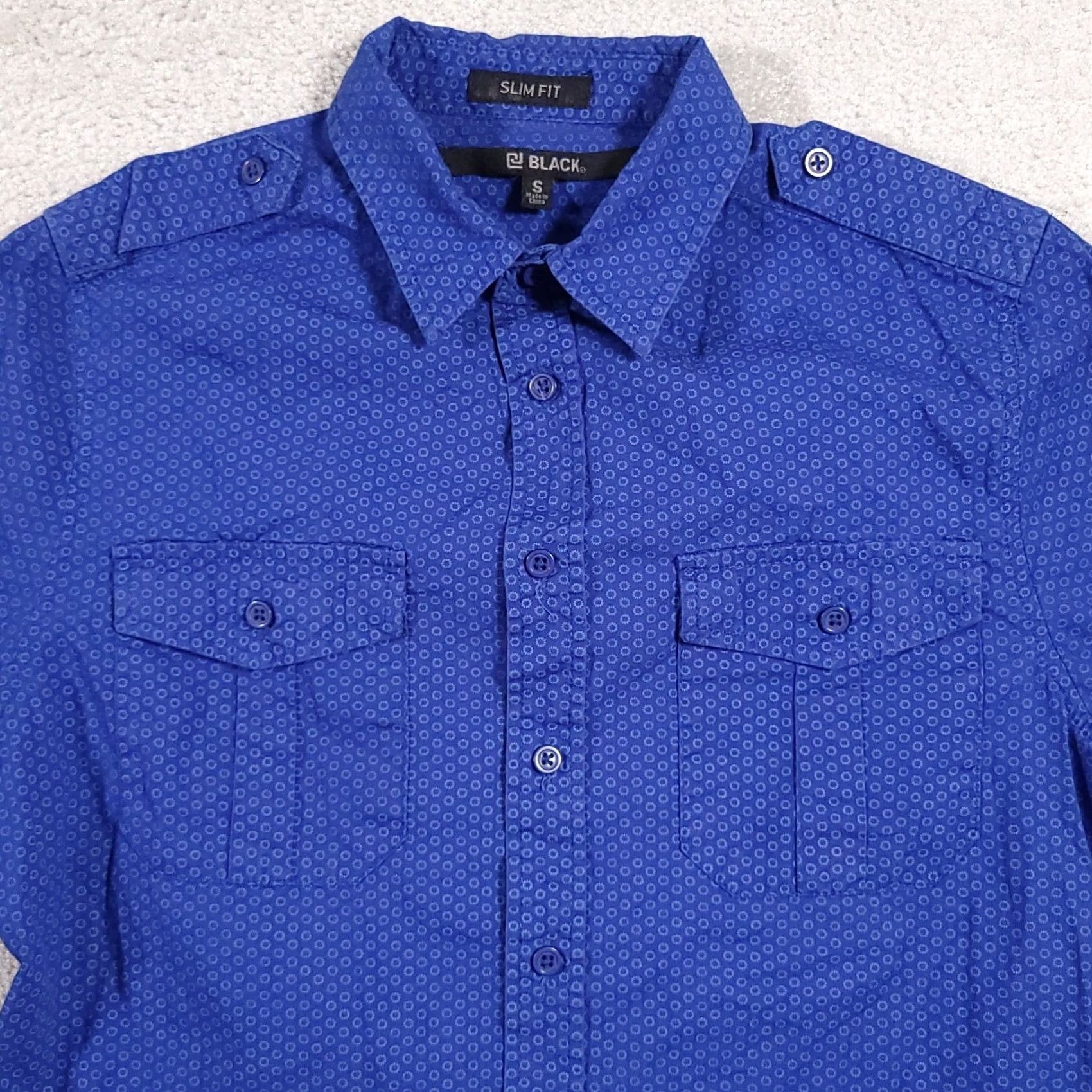 Buckle Black BKE Buckle Black Slim Fit Western Button Up Shirt Mens Small Blue Floral Print Size US S / EU 44-46 / 1 - 3 Thumbnail