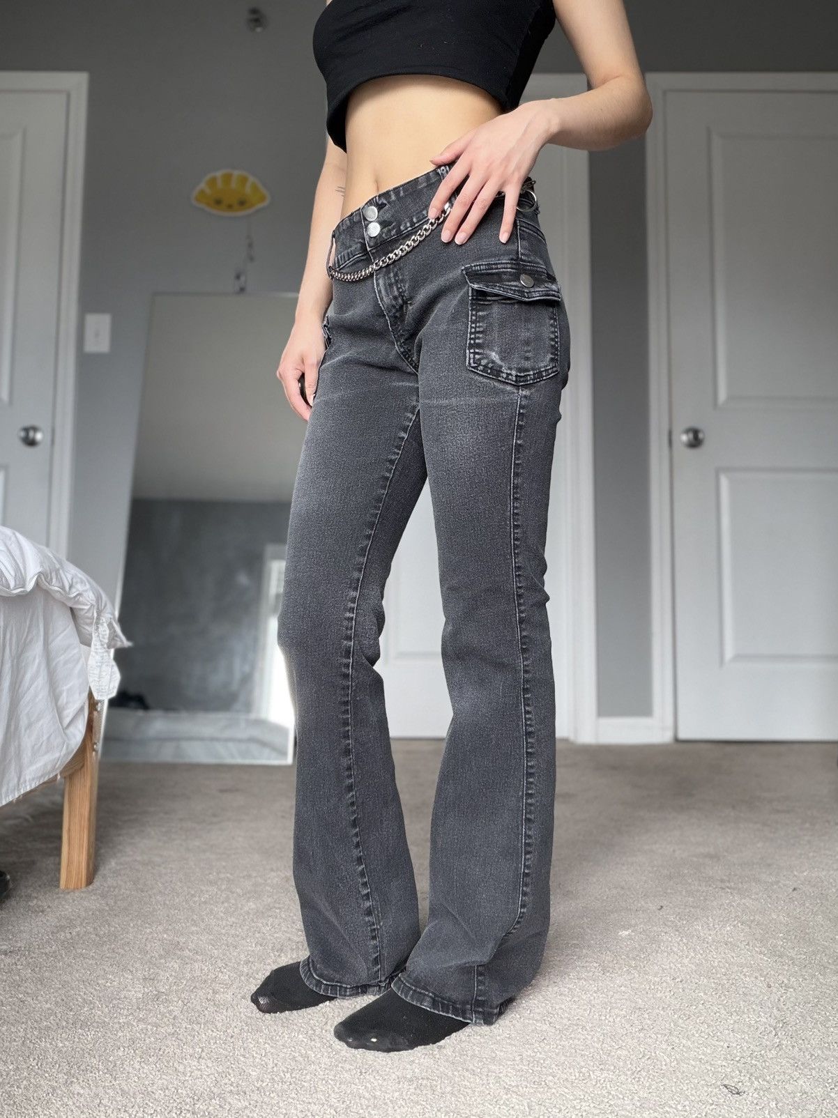 Other Y2K Cargo Pocket Flare Jeans Size 28" / US 6 / IT 42 - 3 Thumbnail
