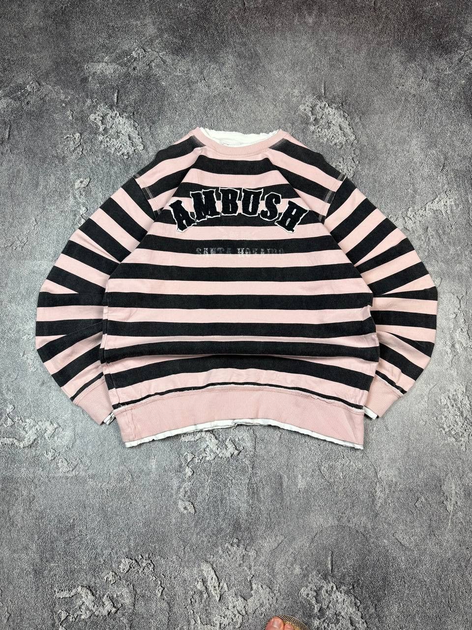 If Six Was Nine Y2K Ambush Stripe Pink Distressed Emo Sweatshirt 2000s Size US XL / EU 56 / 4 - 1 Thumbnail