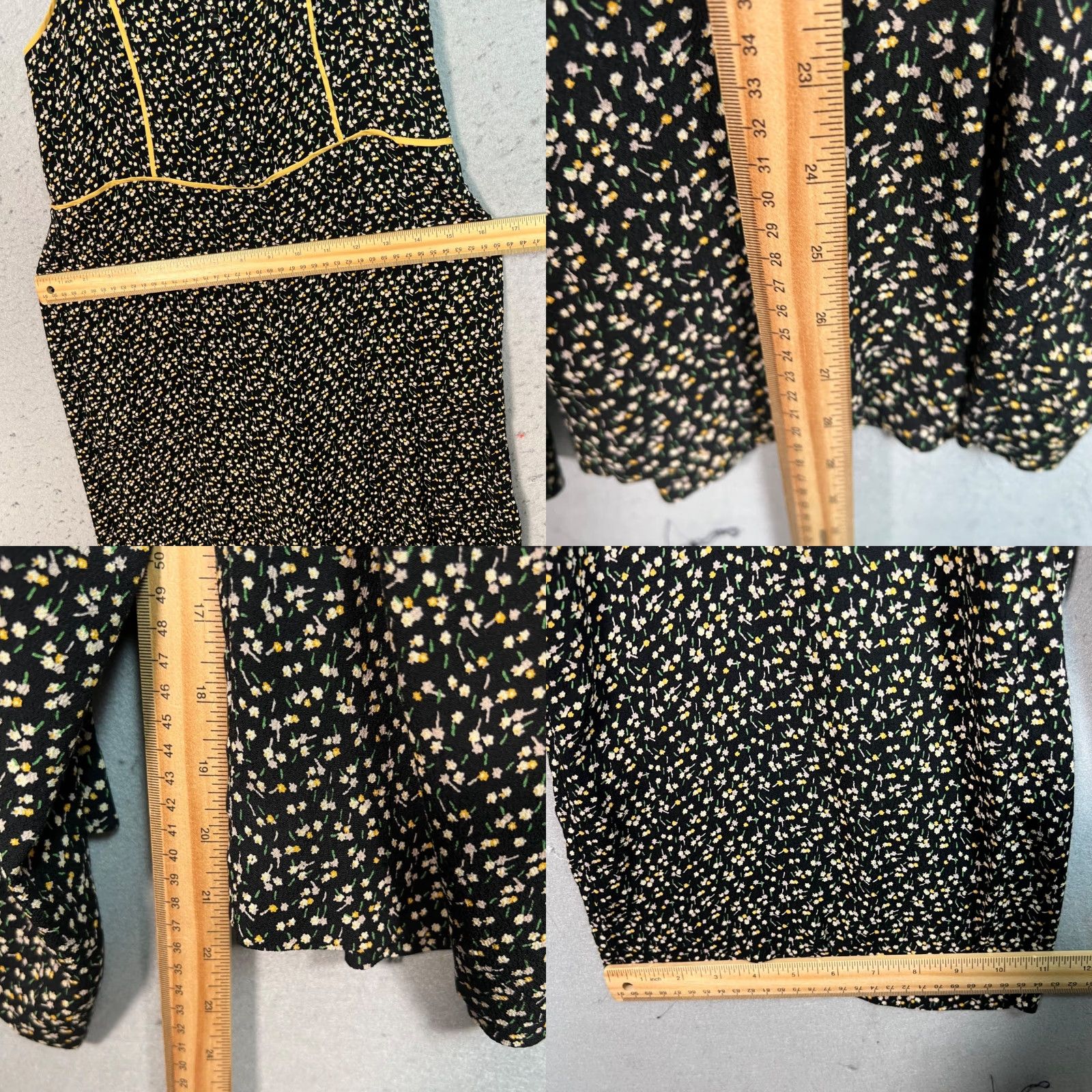 Madewell VINTAGE Madewell Black Floral Sleeveless Jumpsuit Women's Size 00 Wide-Leg Viscose Size 24" / US 00 / IT 34 - 8 Thumbnail