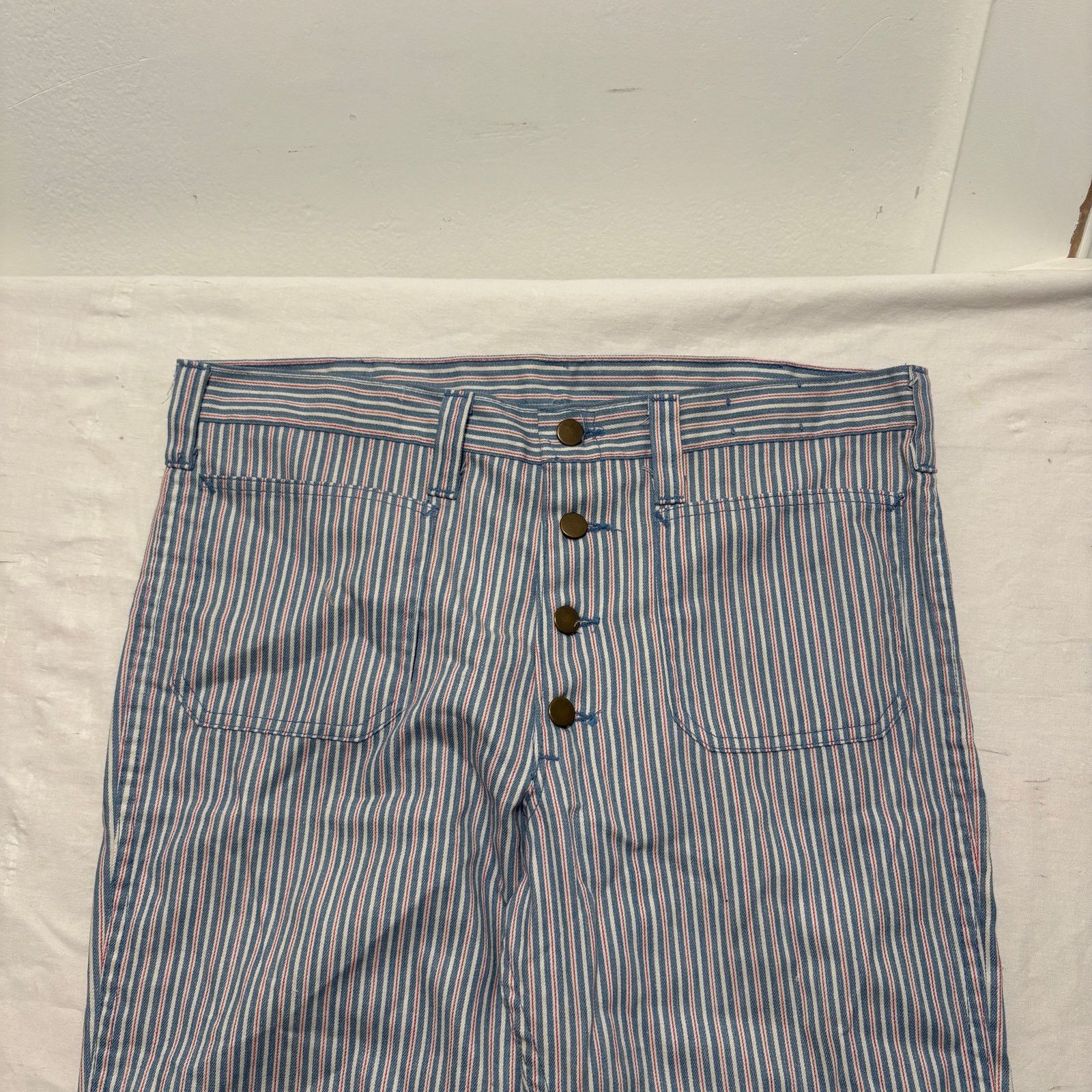 Lee Deadstock VTG 70's Lee Pinstripe Bell Bottom Pants 34x31 Size 34" / US 12 / IT 48 - 2 Thumbnail