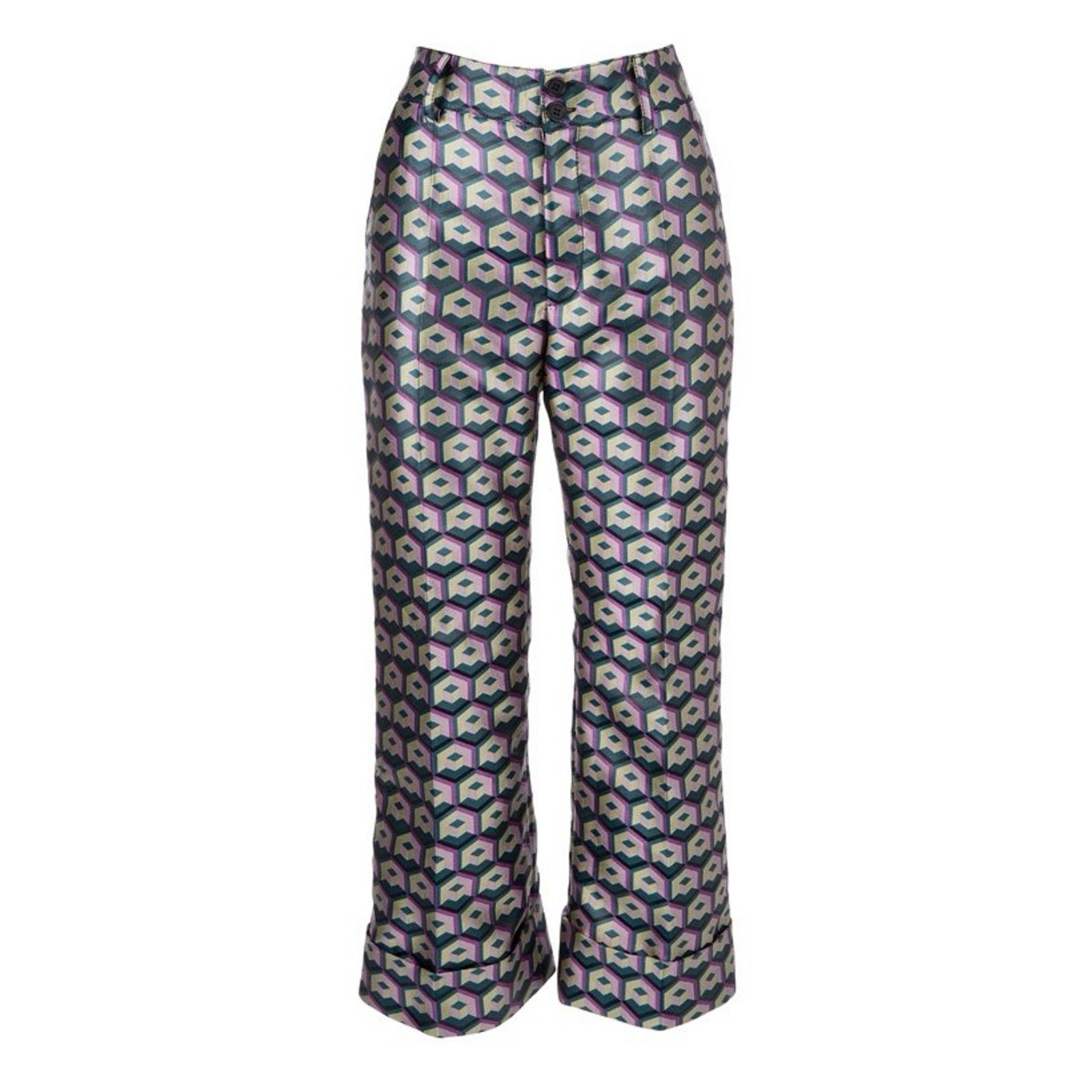 La DoubleJ La Double J Hendrix Pants Trousers Cubi Verdi Polyester S Size 27" / US 4 / IT 40 - 1 Thumbnail