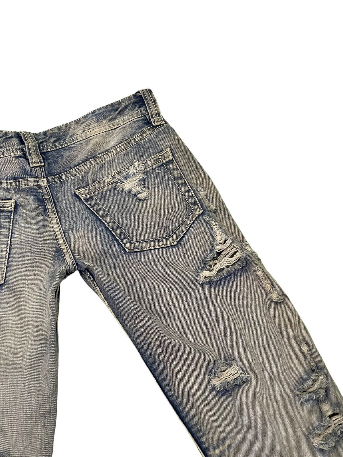 Japanese Brand Damage Jeans Vence Faded Distress Low Rise Slim 8🟦1 Size US 29 - 18 Thumbnail