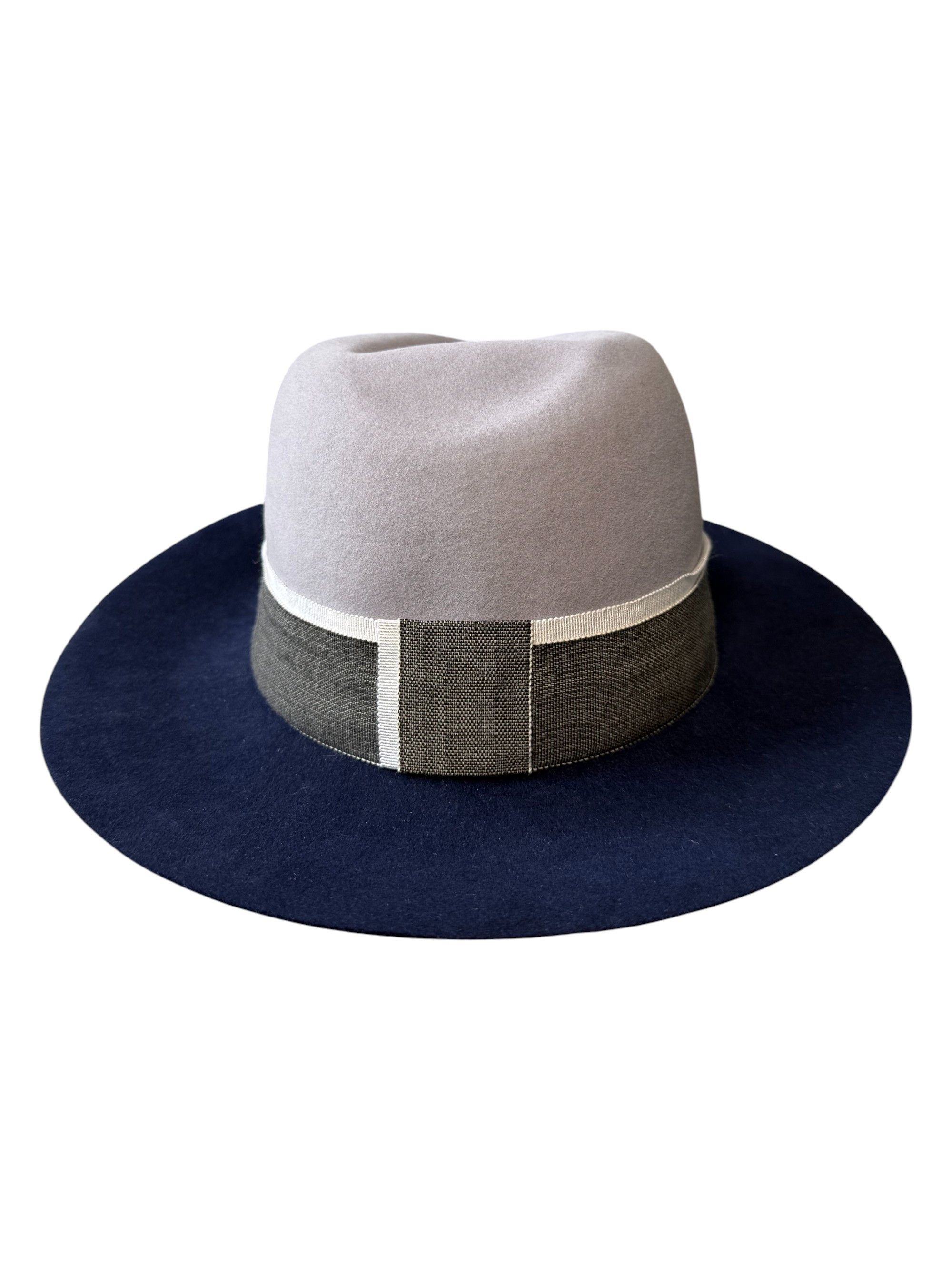 Maison Michel Maison Michel Paris Grey and Navy Virginie Wool-Felt Hat Size ONE SIZE - 4 Thumbnail