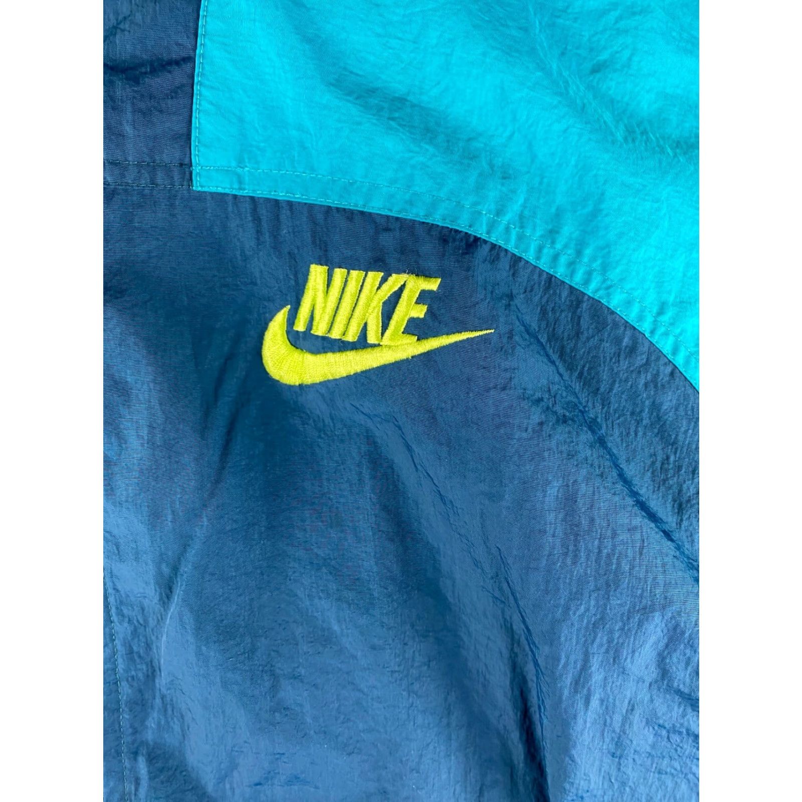 Nike VINTAGE Nike Windbreaker Jacket Mens L 90s Full Zip Neon Blue Nylon Windbreaker Size US L / EU 52-54 / 3 - 5 Thumbnail
