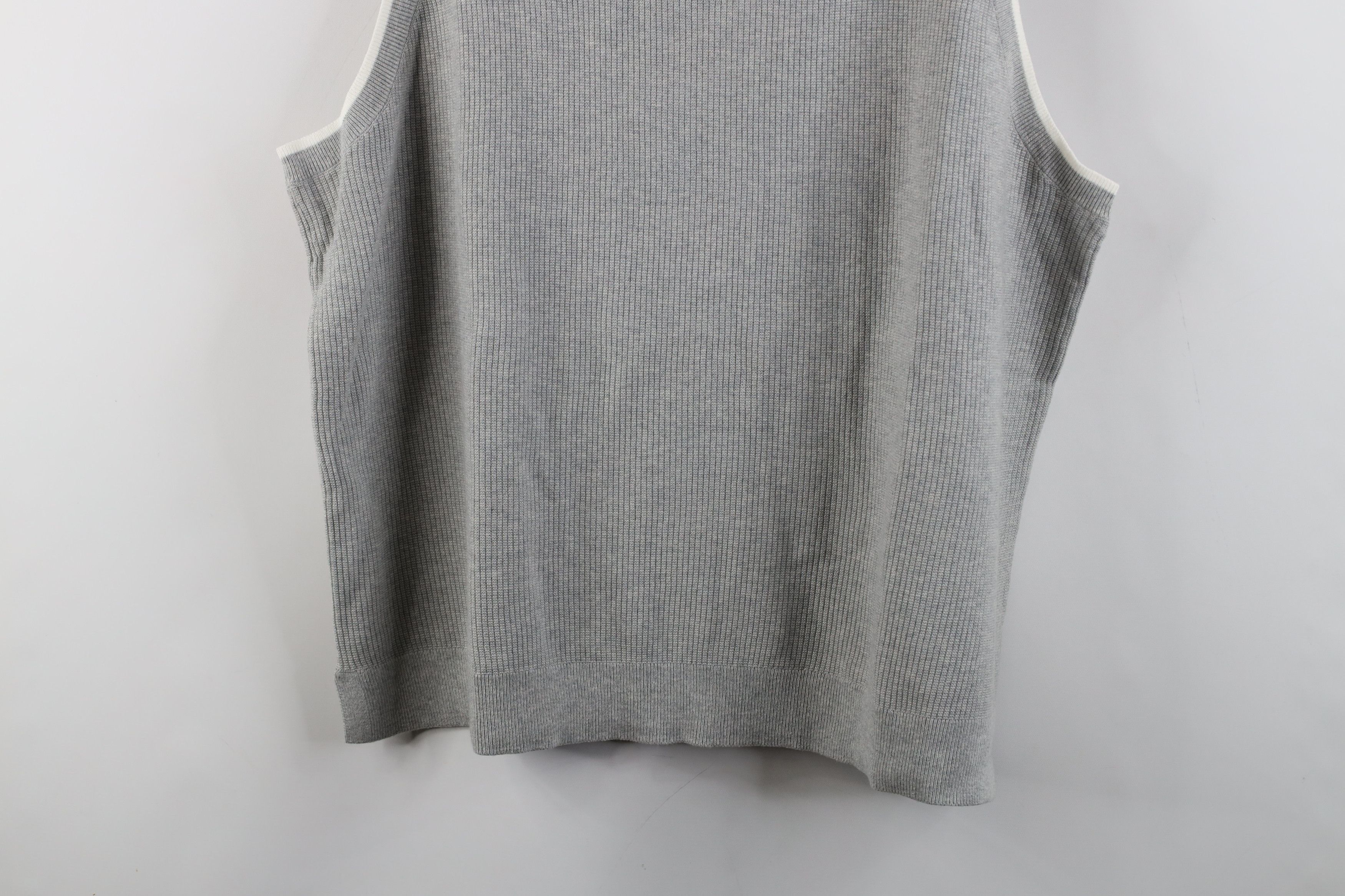 Lands' End × Vintage Vintage Lands End Blank Cotton Ribbed Knit Sweater Vest Gray Size XXL / US 16-18 / IT 52-54 - 3 Thumbnail