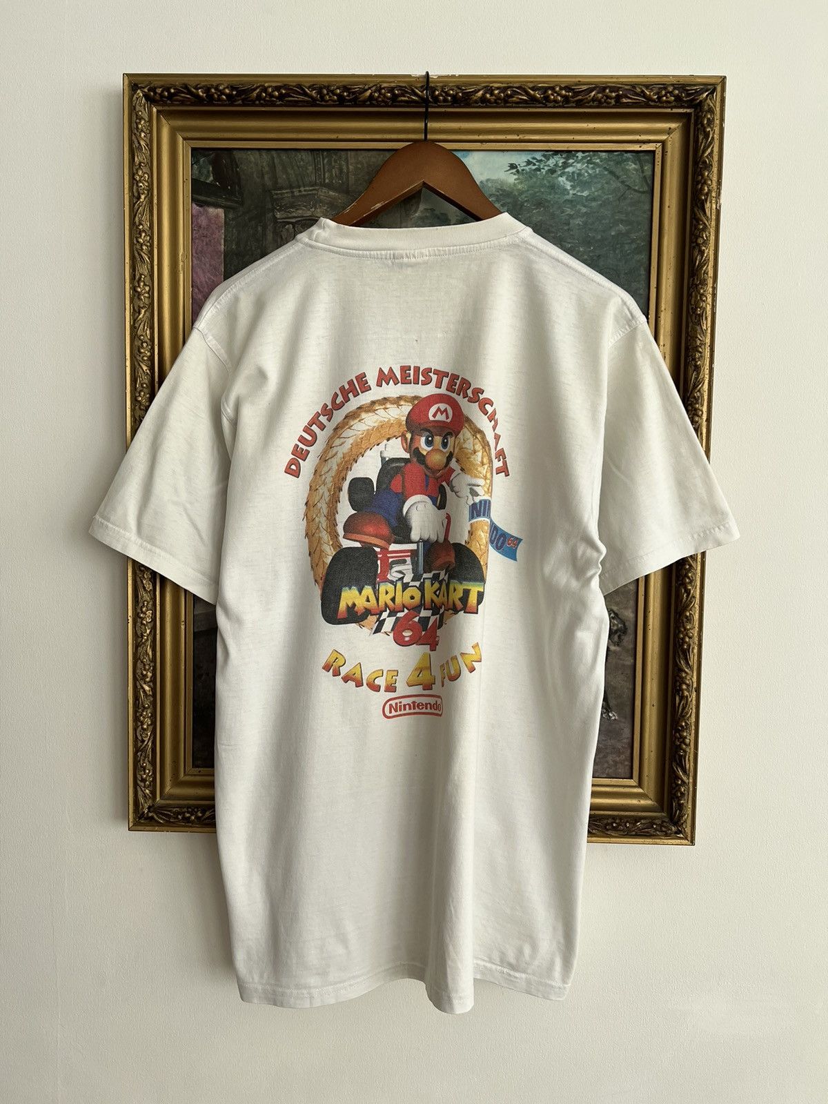 Nintendo Vintage 90s Mario Kart Nintendo 64 Video Game White T-shirt Size US L / EU 52-54 / 3 - 1 Thumbnail