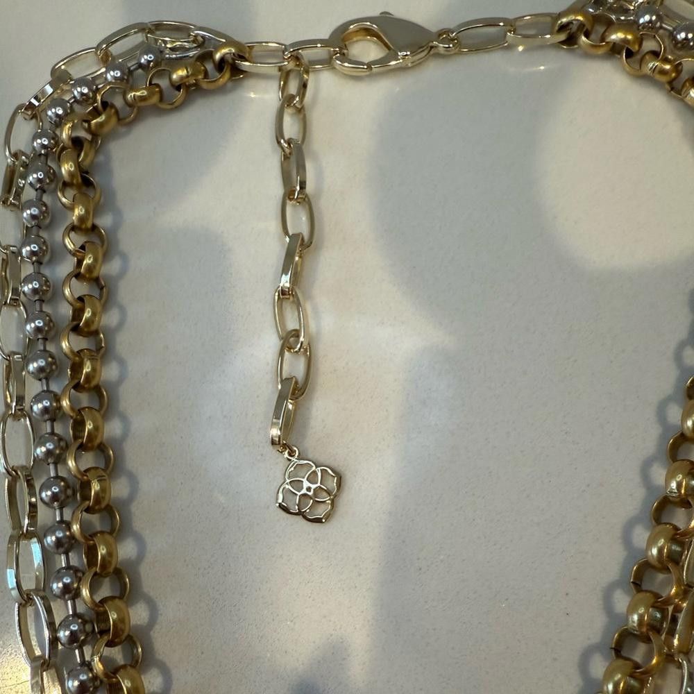 Designer Kendra Scott Brylee Multi Strand Gold Silver Chain Necklace Size ONE SIZE - 7 Thumbnail
