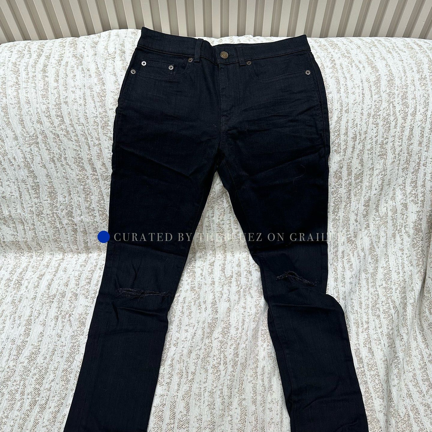 Saint Laurent Paris Black Distressed Denim Pants Size US 32 / EU 48 - 1 Thumbnail