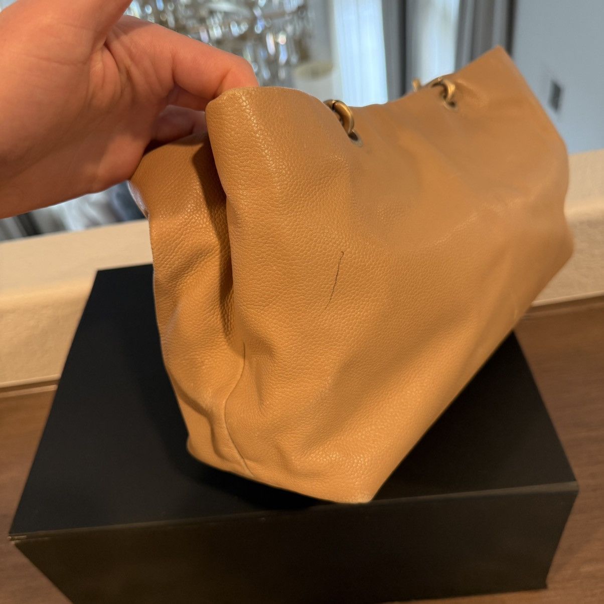 Chanel CHANEL Shopper Tote Bag Beige Grained Calfskin Handbag w/Box Size ONE SIZE - 9 Thumbnail