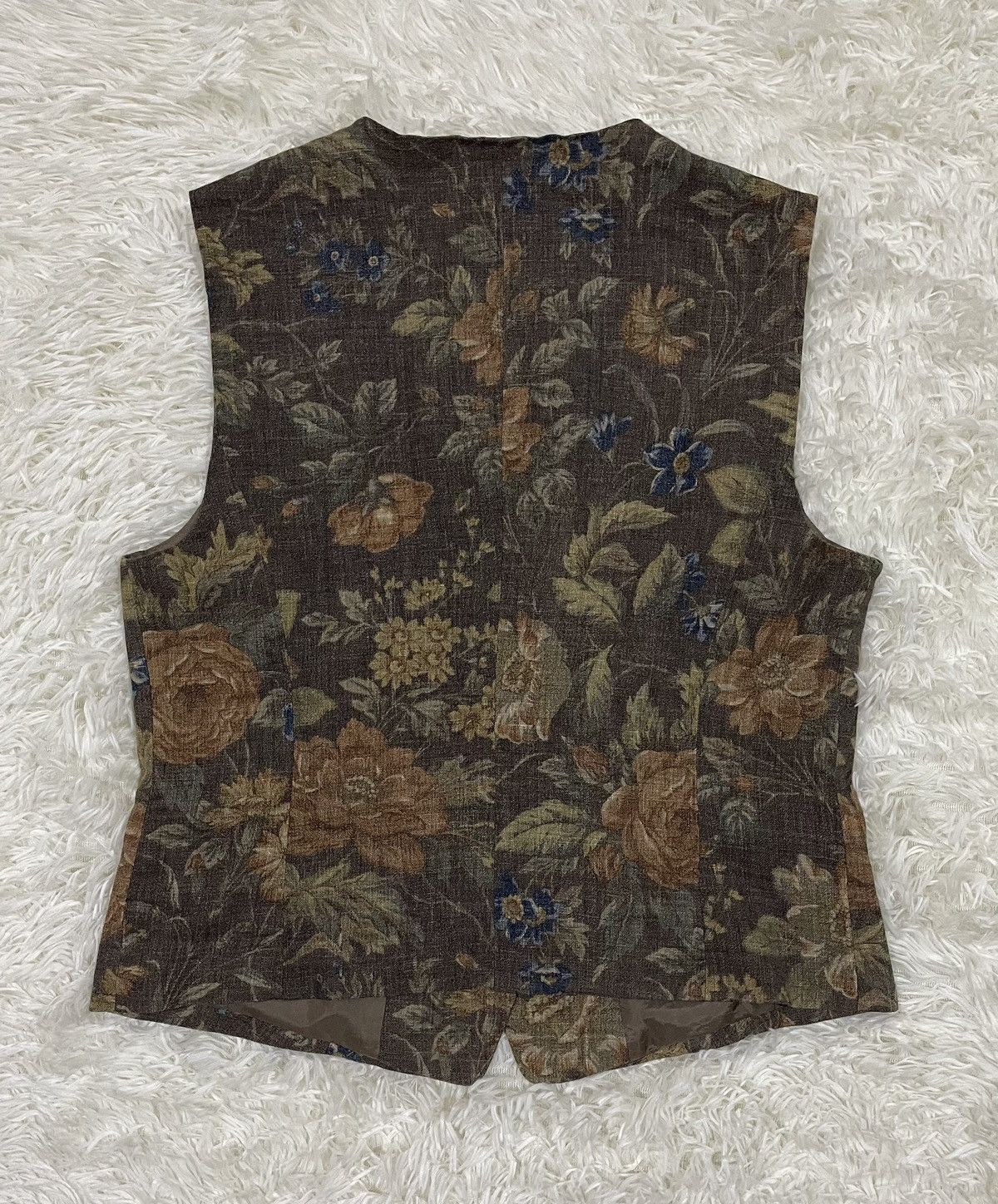 Burberry Vintage Burberrys' Floral Tapestry Vest Waistcoat 90s Size US XXS / EU 40 - 6 Thumbnail
