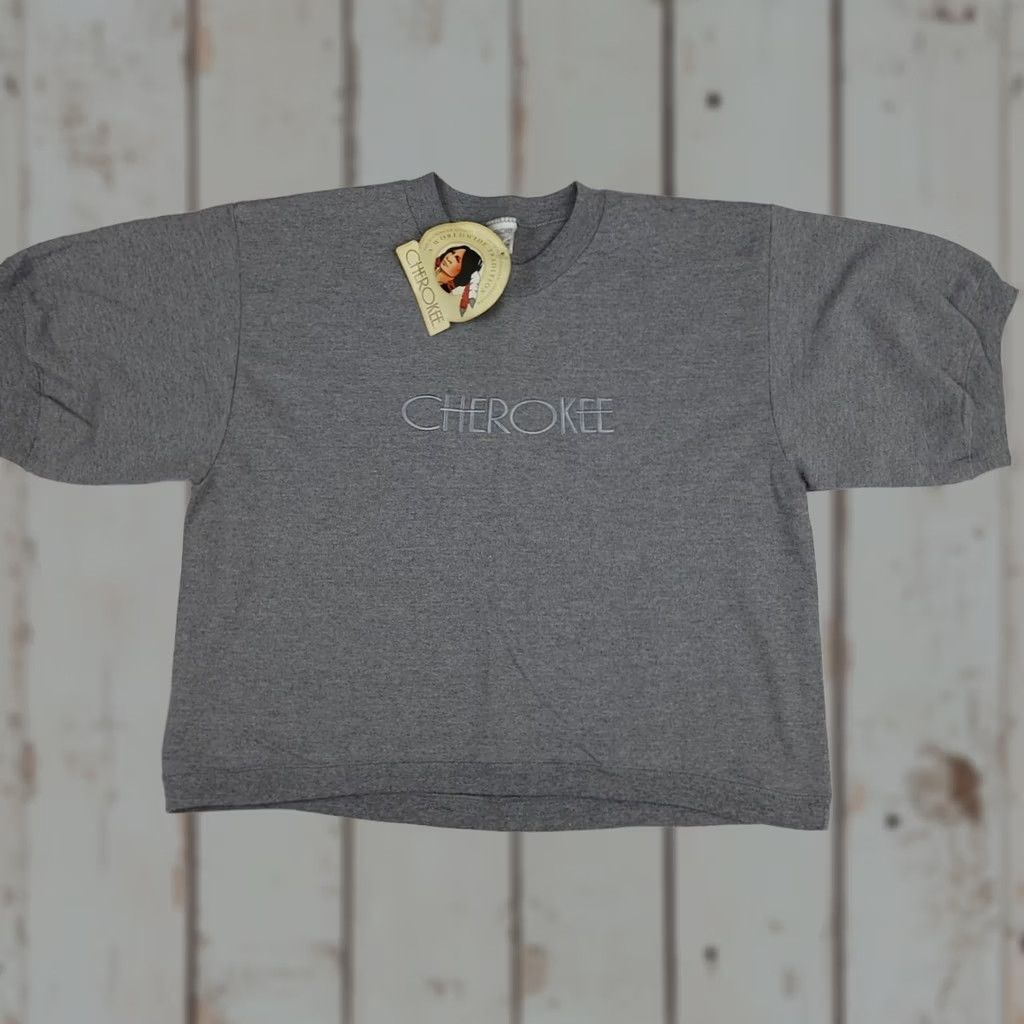 Cherokee VINTAGE Cherokee Sweatshirt Shirt 90s Gray Crew Neck Short Sleeve NWT USA Made Spellout Womens XL Size XL / US 12-14 / IT 48-50 - 1 Thumbnail