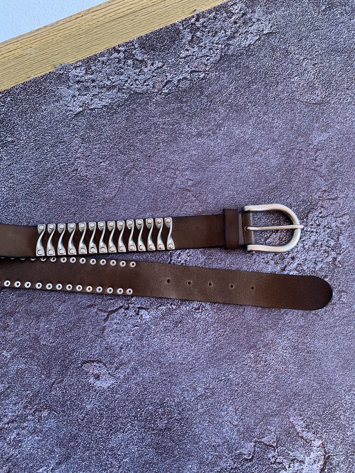 Vintage Berge Italy Leather Metal Avant Garde Opium Belt 95cm Size ONE SIZE - 11 Thumbnail