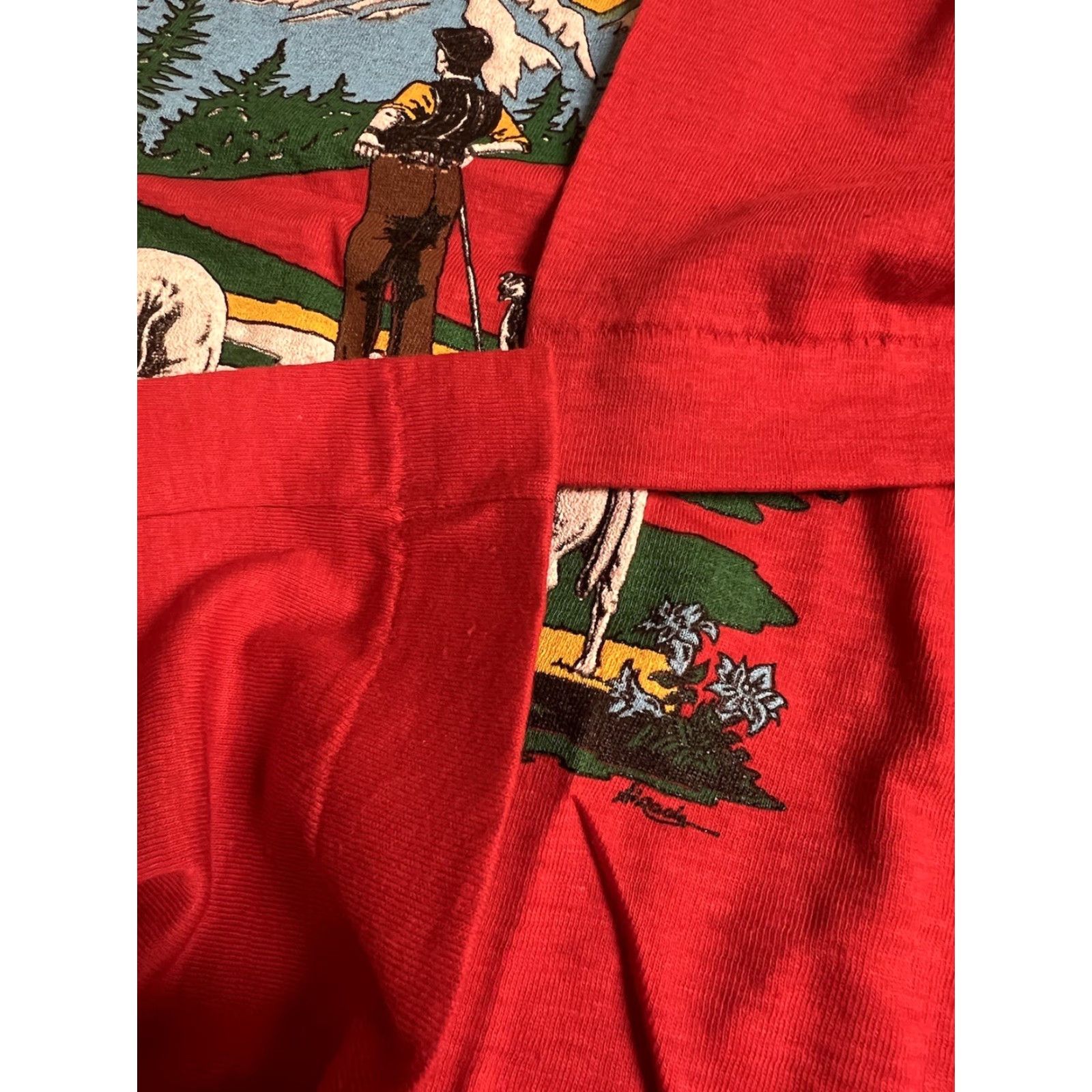 Vintage VINTAGE Single Stitch T-Shirt Red L Mountains Cotton Unisex Adults Stitch Large NOS Comfortable Travel Size US L / EU 52-54 / 3 - 3 Thumbnail