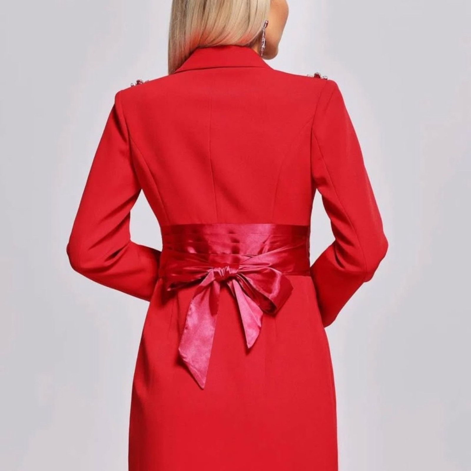 Other Lavish Alice Elegant Red Blazer Dress with Embellishments S Size S / US 4 / IT 40 - 3 Thumbnail