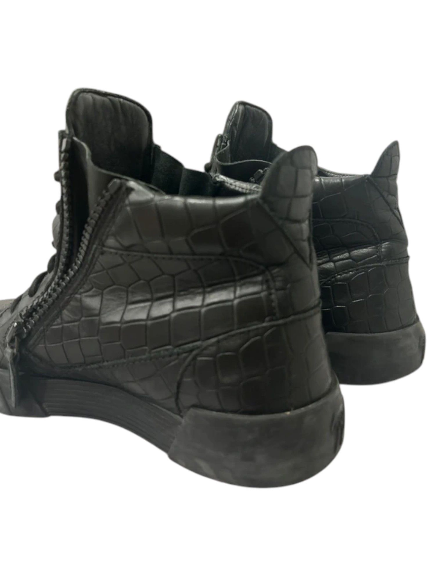 Giuseppe Zanotti Giuseppe Zanotti Croc-Embossed Black Side-Zip Sneaker, 2010s Size US 7 / EU 40 - 2 Thumbnail