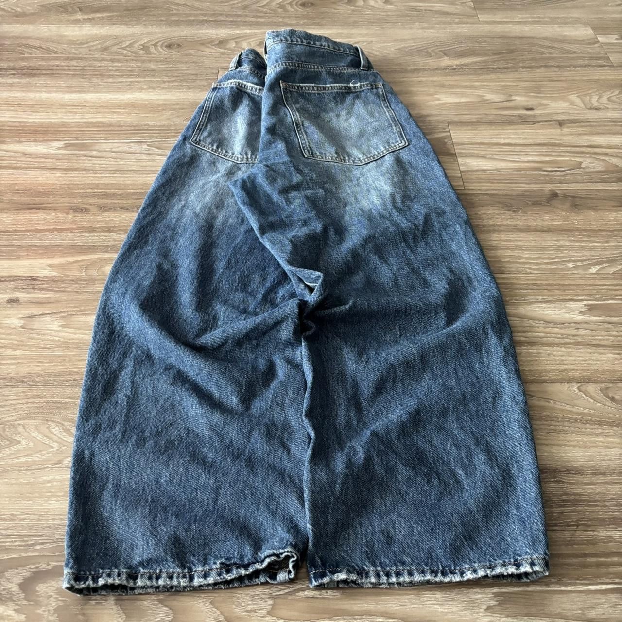 Japanese Brand Crazy Vintage Y2K/2000s Baggy Faded Dark Wash Skater Denim Jeans! 32x28 Size US 32 / EU 48 - 4 Thumbnail