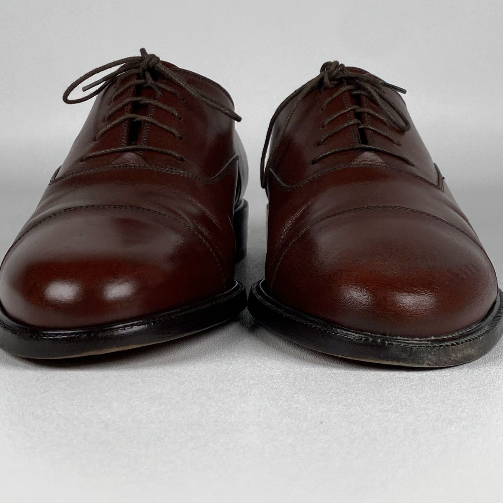 Salvatore Ferragamo Salvatore Ferragamo Lace-Up Brown Leather Cap Toe Oxfords Men's Shoe 8.5 EE Dress Cap Toe Leather Upper/Leather Lining Size ONE SIZE - 3 Thumbnail