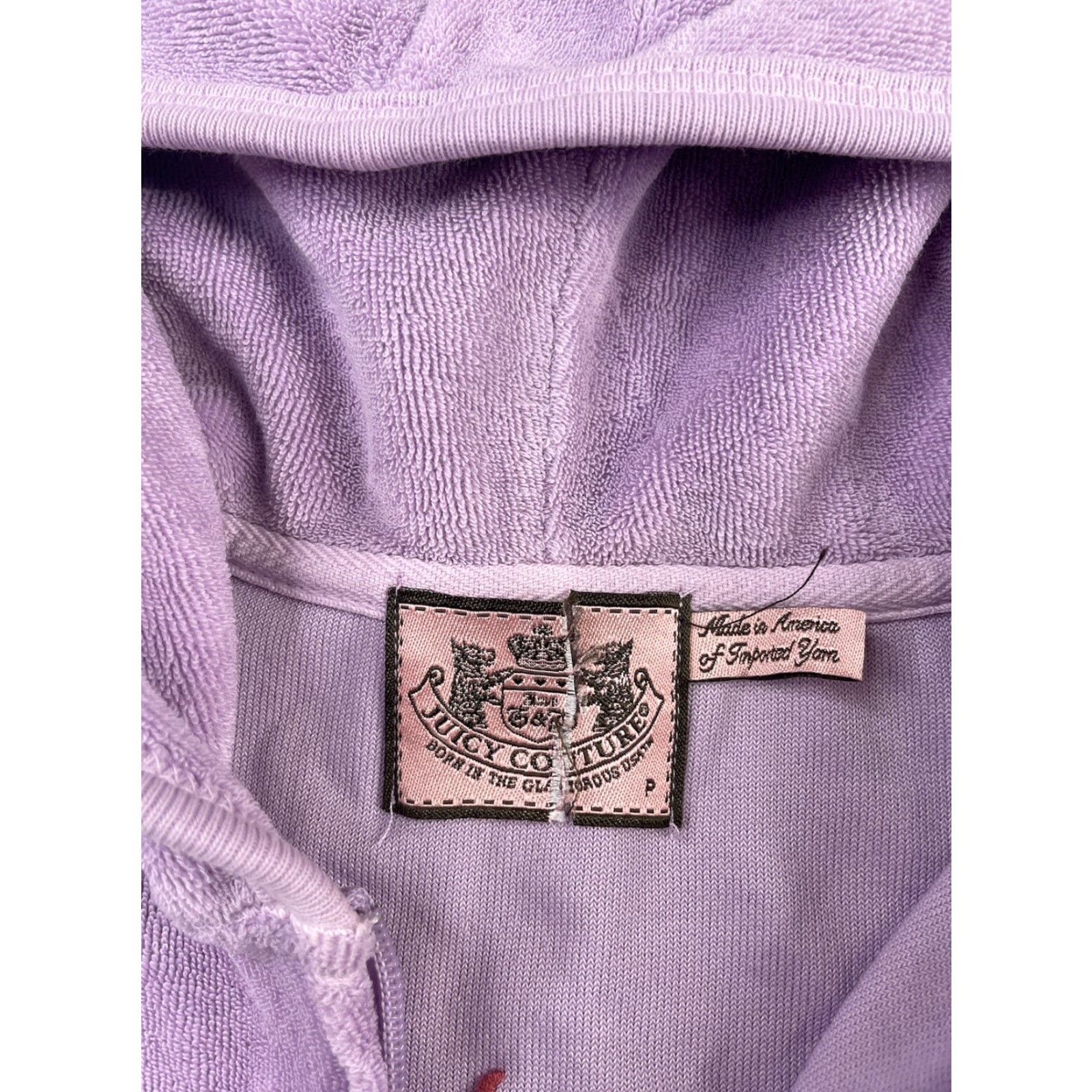Juicy Couture VINTAGE Juicy Couture Hoodie Womens Petite P Purple 90s Y2K Terry Velour Full Zip Sweatshirt - No rips or tears Size S / US 4 / IT 40 - 5 Thumbnail