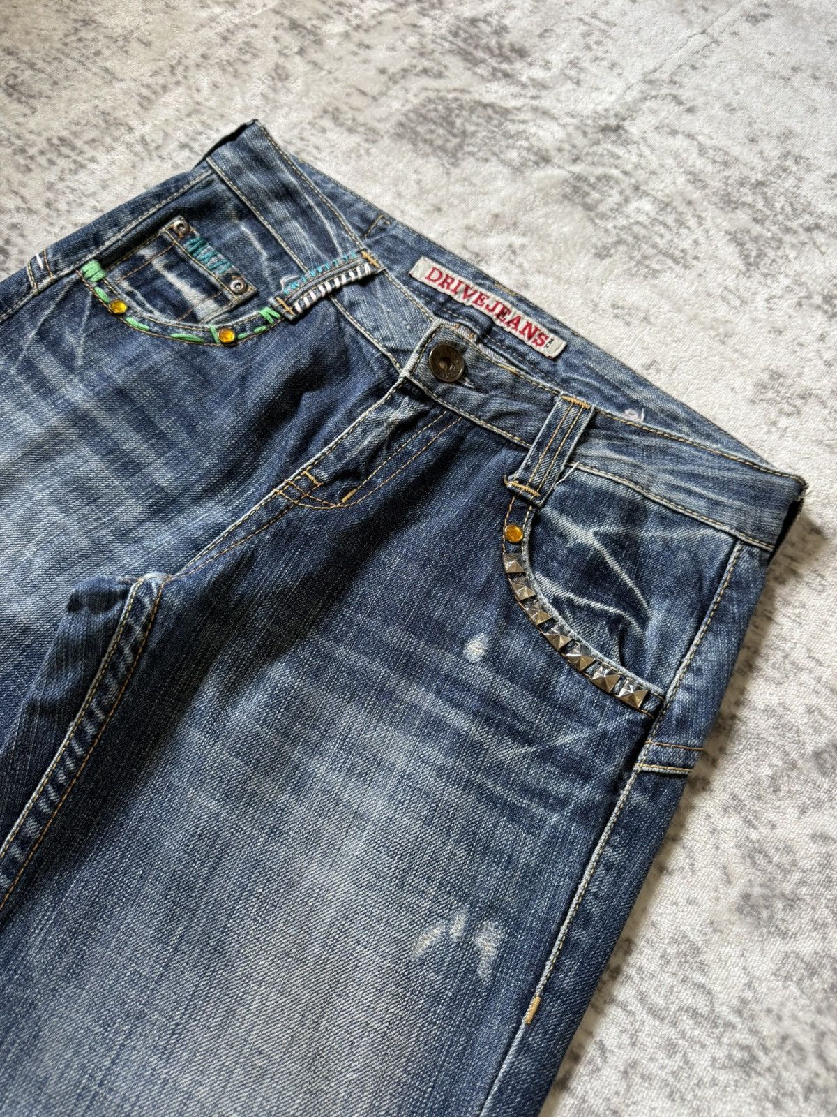 Japanese Brand Drive Jeans Japan Studded Embellishe Wide Leg Flared Jeans Size US 29 - 3 Thumbnail