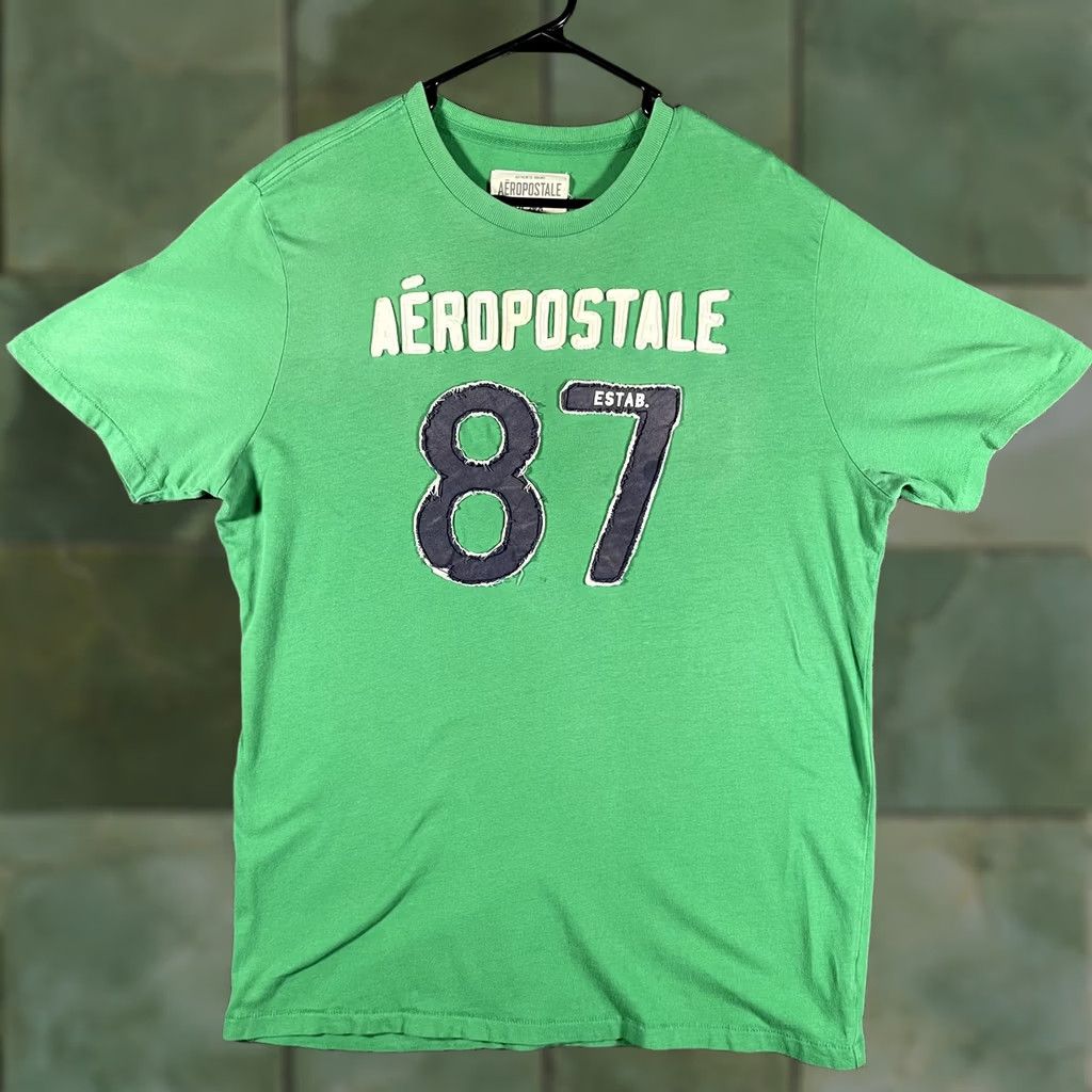 Vintage Aéropostale Shirt Mens XL Green 87 Applique Logo Y2K Distressed Streetwear Size US XL / EU 56 / 4 - 1 Thumbnail