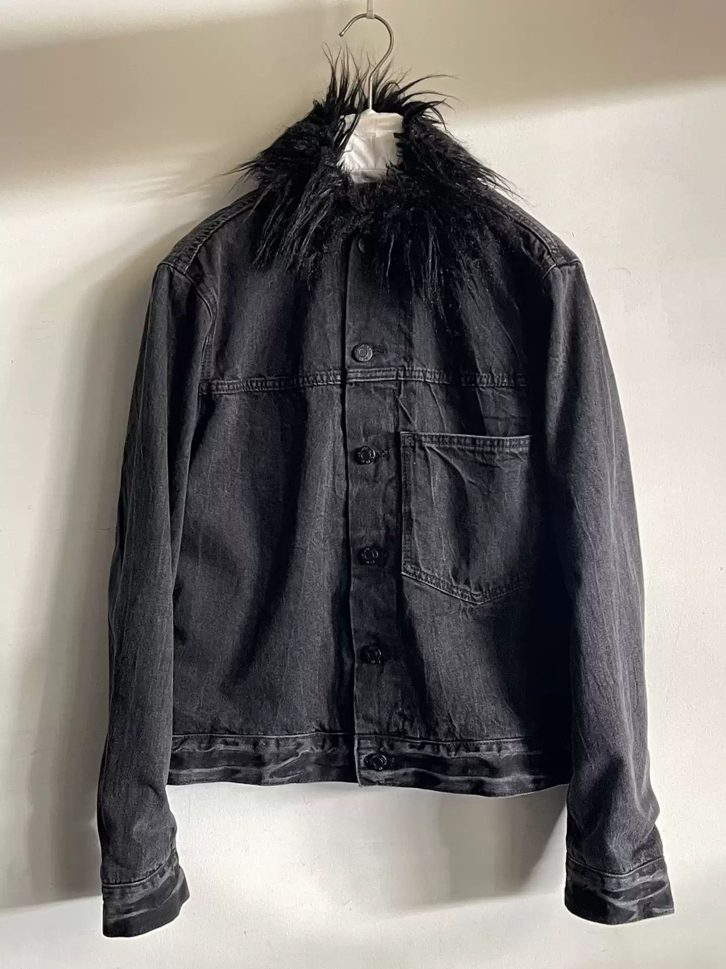 ジャケット・アウター Helmut Lang Fur Collar Wax Denim Jacket Helmut Lang Fur Collar Wax Denim Jacket