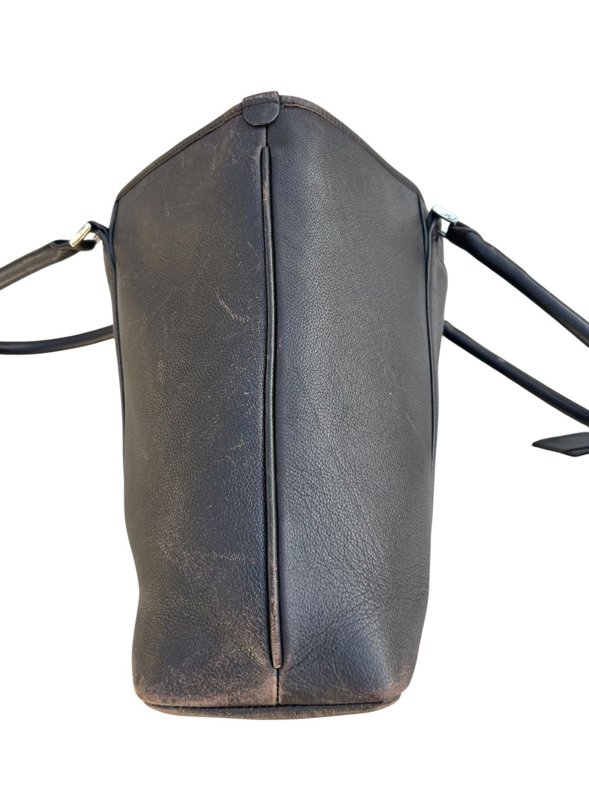 Leather ONLY Japan Distressed Patina Brown Leather Tote Bag Size ONE SIZE - 11 Thumbnail