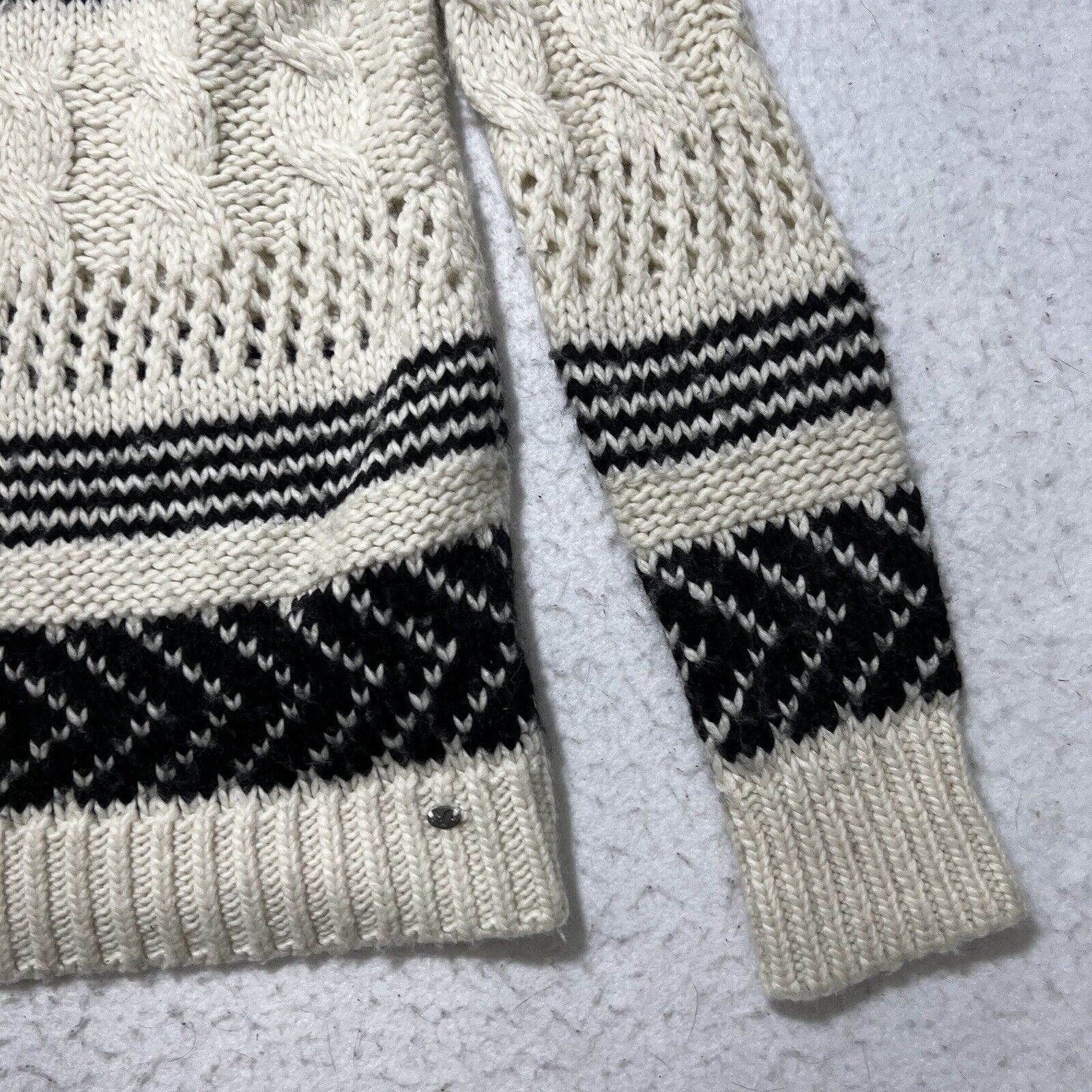 American Eagle Outfitters American Eagle Small Wool Blend Chunky Knit Striped Sweater Size S / US 4 / IT 40 - 6 Thumbnail