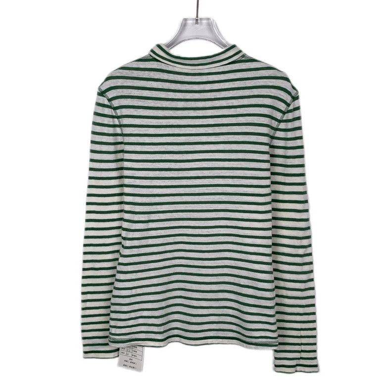 Loewe Loewe Logo embroidered half high collar green striped cott Size S / US 4 / IT 40 - 2 Thumbnail