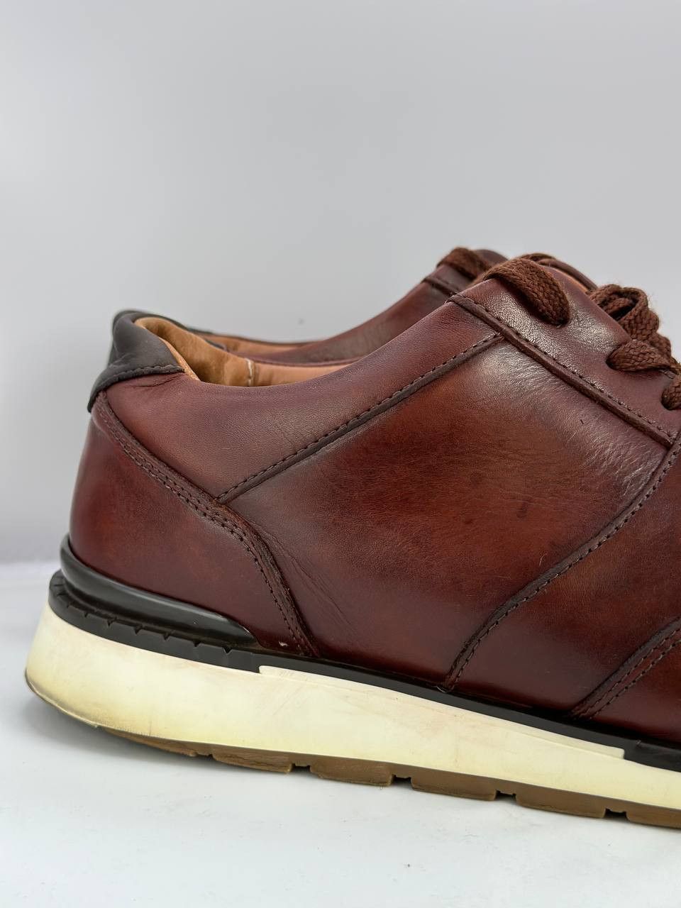 Russell & Bromley RUSSELL & BROMLEY Lomond Lace-Up Sneaker Shoes Brown Leather Size US 11.5 / EU 44-45 - 8 Thumbnail