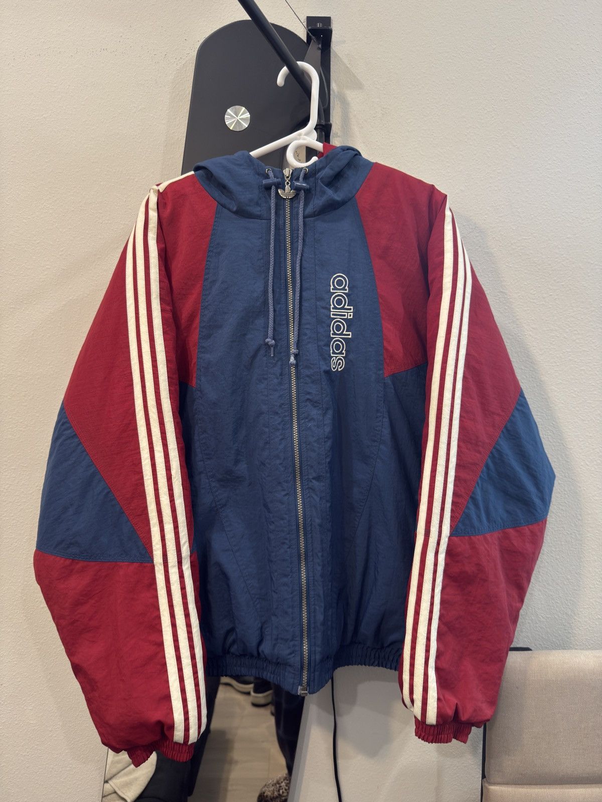 Adidas 1990s Adidas color-block hooded windbreaker jacket Size US XL / EU 56 / 4 - 1 Thumbnail