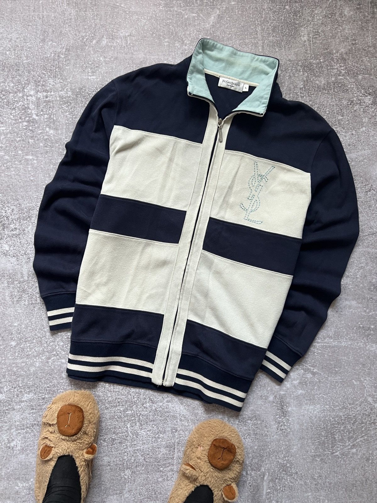 Yves Saint Laurent Vintage YSL Yves Saint Laurent Zip Up Sweater Size US L / EU 52-54 / 3 - 1 Thumbnail