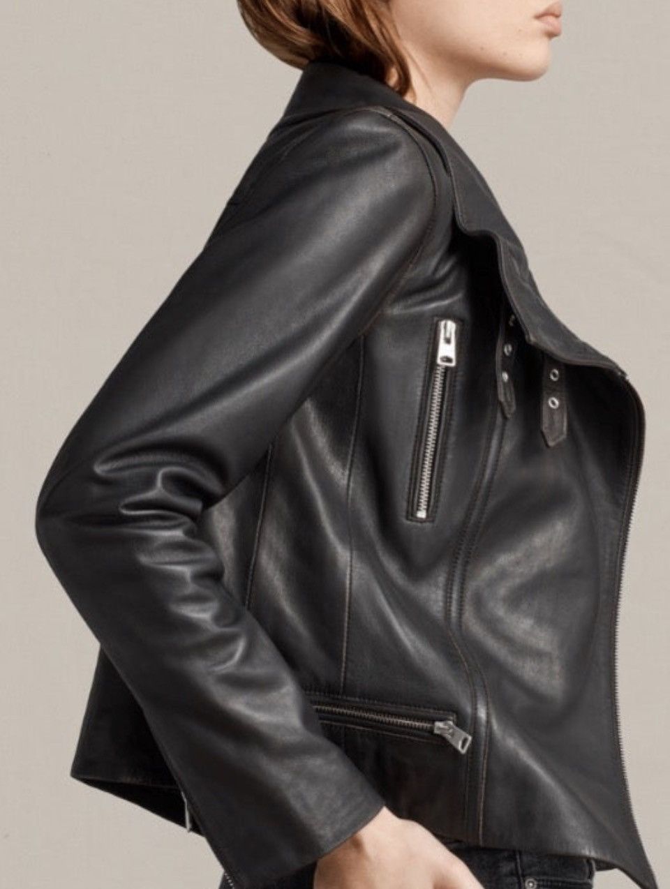 Allsaints ALLSAINTS Leather Bales Moto Biker Jacket UK 8 / US 4 Size S / US 4 / IT 40 - 6 Thumbnail