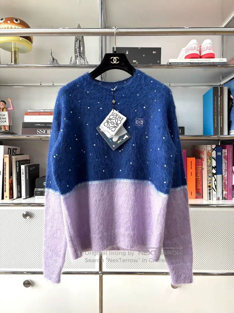 Loewe Loewe 25ss Blue and Purple Patchwork Embroidered Logo Swea Size XS / US 0-2 / IT 36-38 - 1 Thumbnail