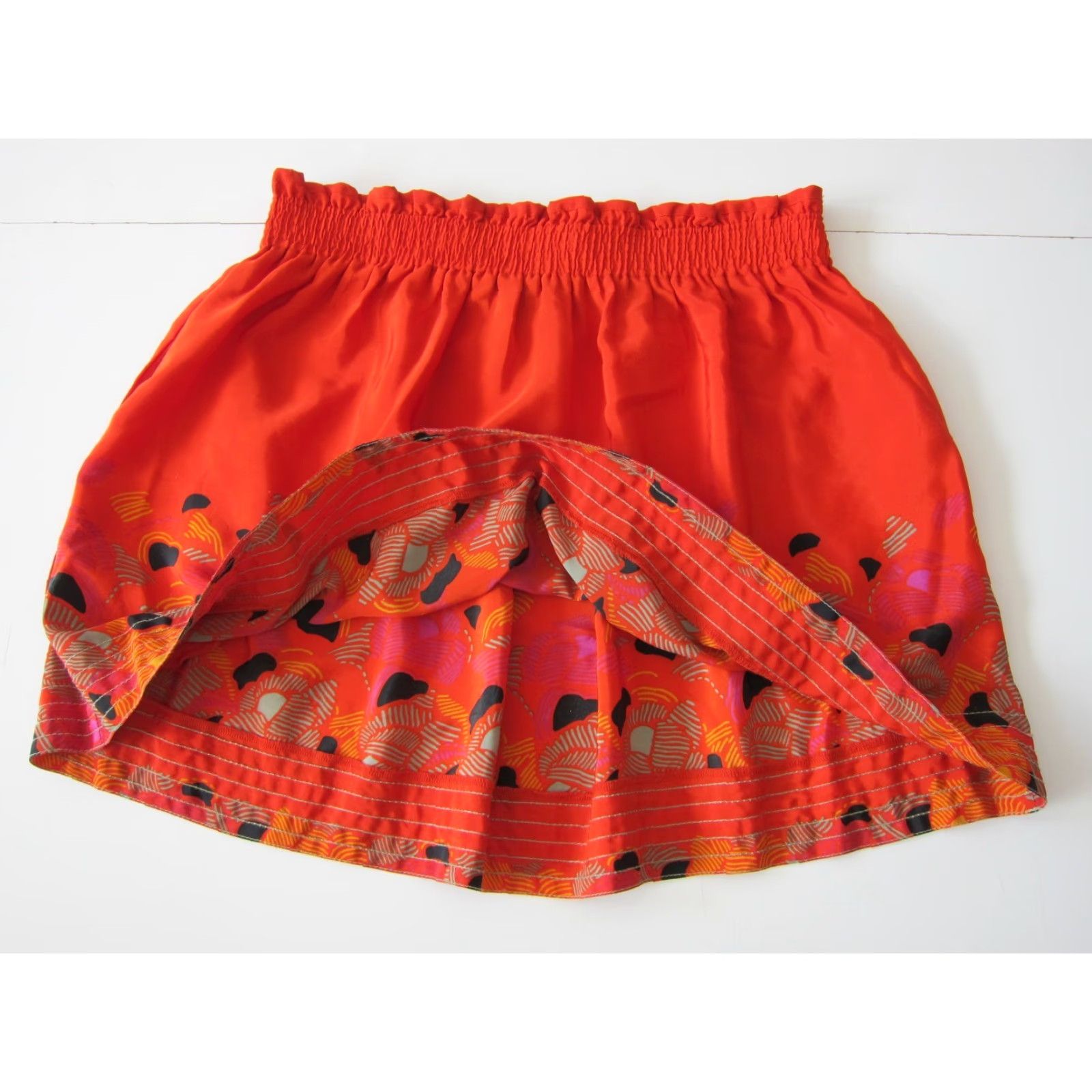 Vintage VINTAGE Ecote' Urban Outfitters Abstract Satin Skirt with Pockets Orange Grey Black Green Large - Women - Skirt - L Size 36" / US 14 / IT 50 - 4 Thumbnail