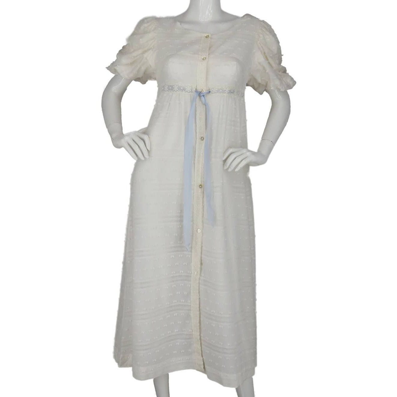 Vintage Vintage Swiss Dot Lace Trim Nightgown Size S / US 4 / IT 40 - 1 Thumbnail