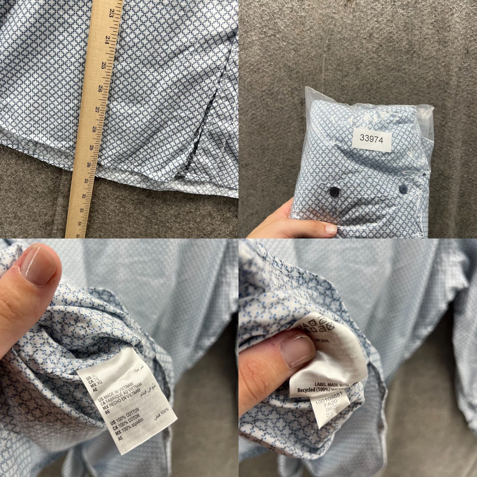 Tasso Elba Tasso Elba Shirt Men XL Blue White Button-Down Long Sleeve Oxford Patterned Dots Argyle Diamond Conversation official Mens XL Blue Oxford Shirt Size US XL / EU 56 / 4 - 8 Thumbnail