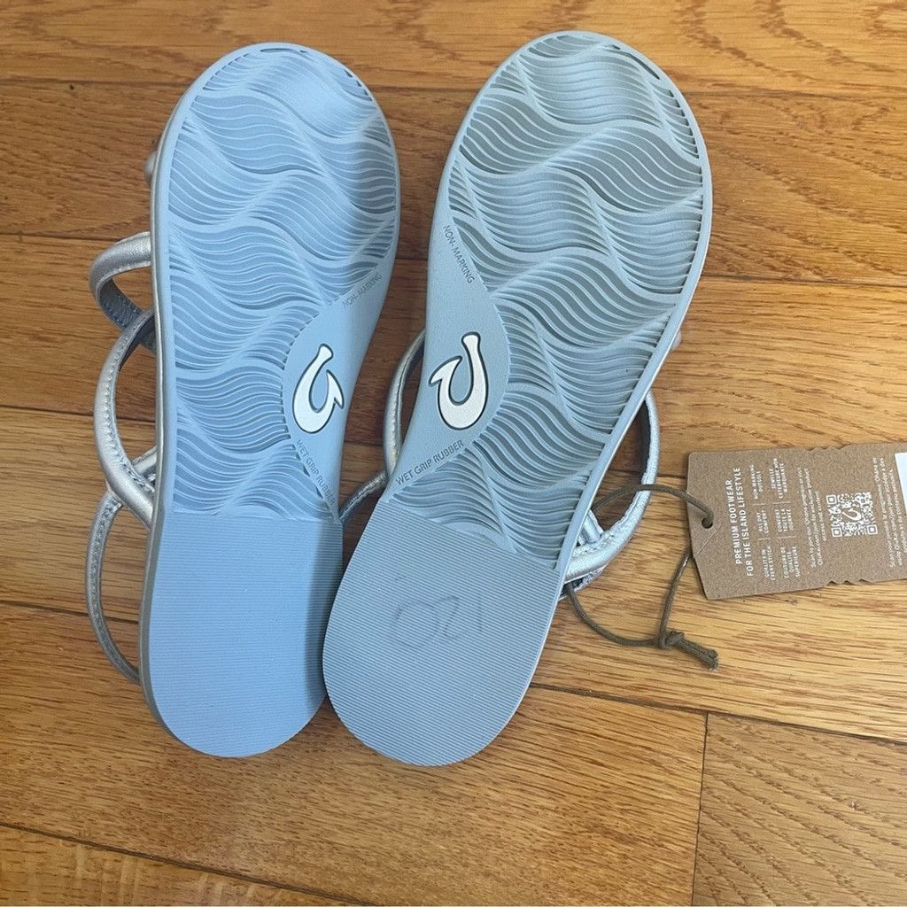 Olukai OluKai Tiare Strappy Silver Metallic Leather Sandals Size 9 Size US 9 / IT 39 - 6 Thumbnail