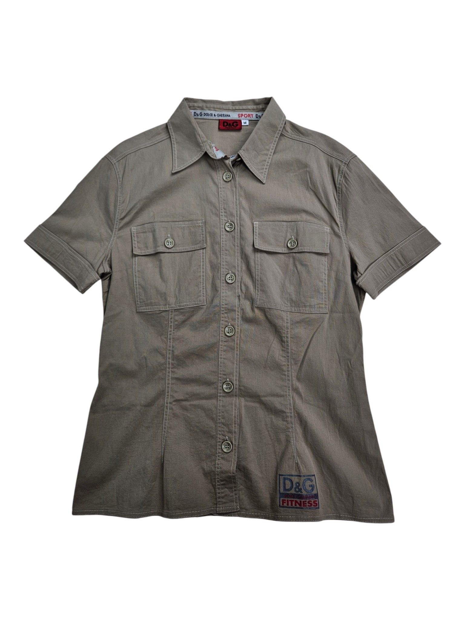 Dolce & Gabbana Khaki Cotton Short Sleeve Shirt Size M / US 6-8 / IT 42-44 - 1 Thumbnail