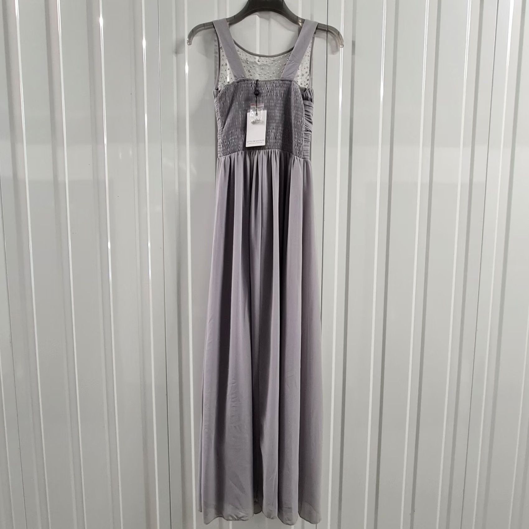 Vintage Little Mistress Womens Maxi Dress Grey UK 8 Sleeveless Embellished Gown XS Size M / US 6-8 / IT 42-44 - 2 Thumbnail
