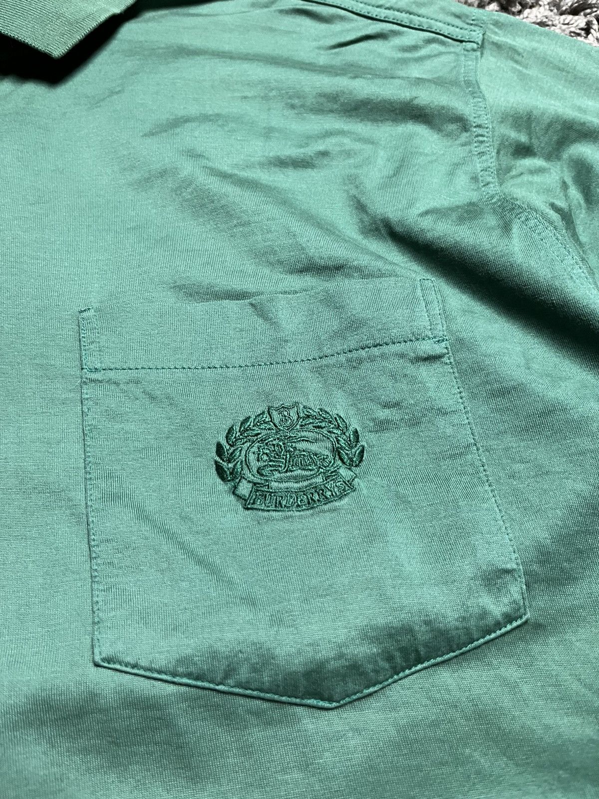 Burberry Burberry Vintage Crest Logo Pocket Polo – Emerald Green Size US L / EU 52-54 / 3 - 2 Thumbnail