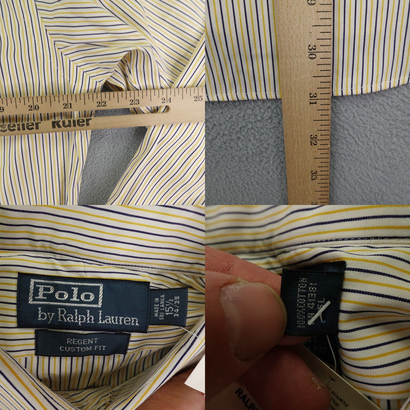 Polo Ralph Lauren VINTAGE Polo Ralph Lauren Shirt Men Medium Cotton Button-Up Striped Collared Long Sleeve Yellow Blue White 90s Classic Mens Size US M / EU 48-50 / 2 - 8 Thumbnail