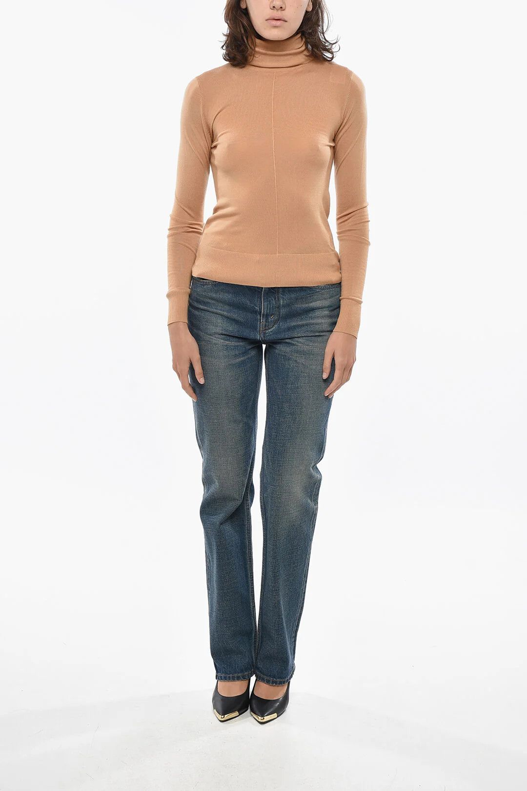 Chloe og1mm0426 Wool Turtleneck Sweater in Beige Size S / US 4 / IT 40 - 4 Thumbnail