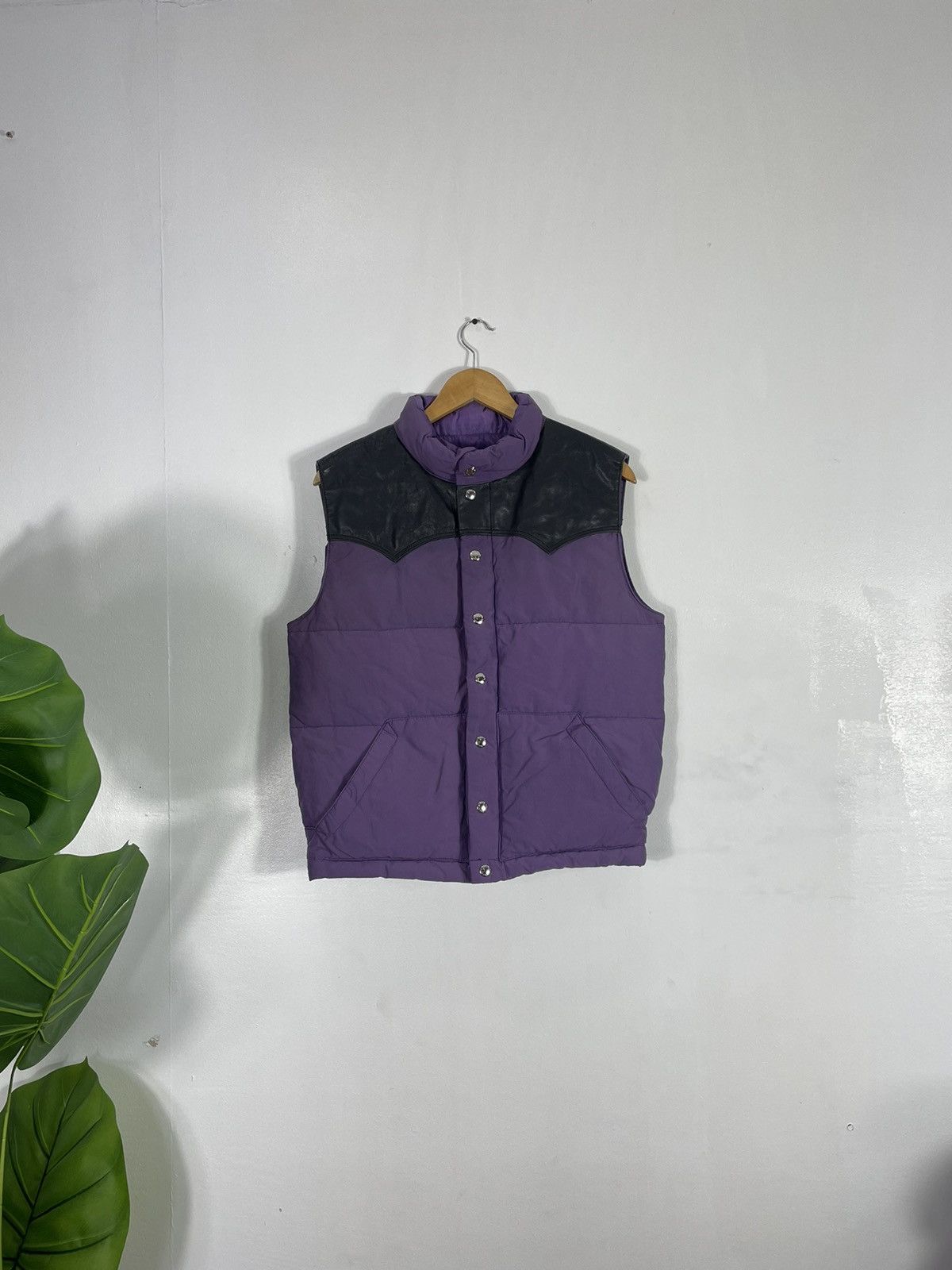 image of The Real Mccoys Real Mccoy Deerskin Down Vest in Purple, Men's (Size Medium)