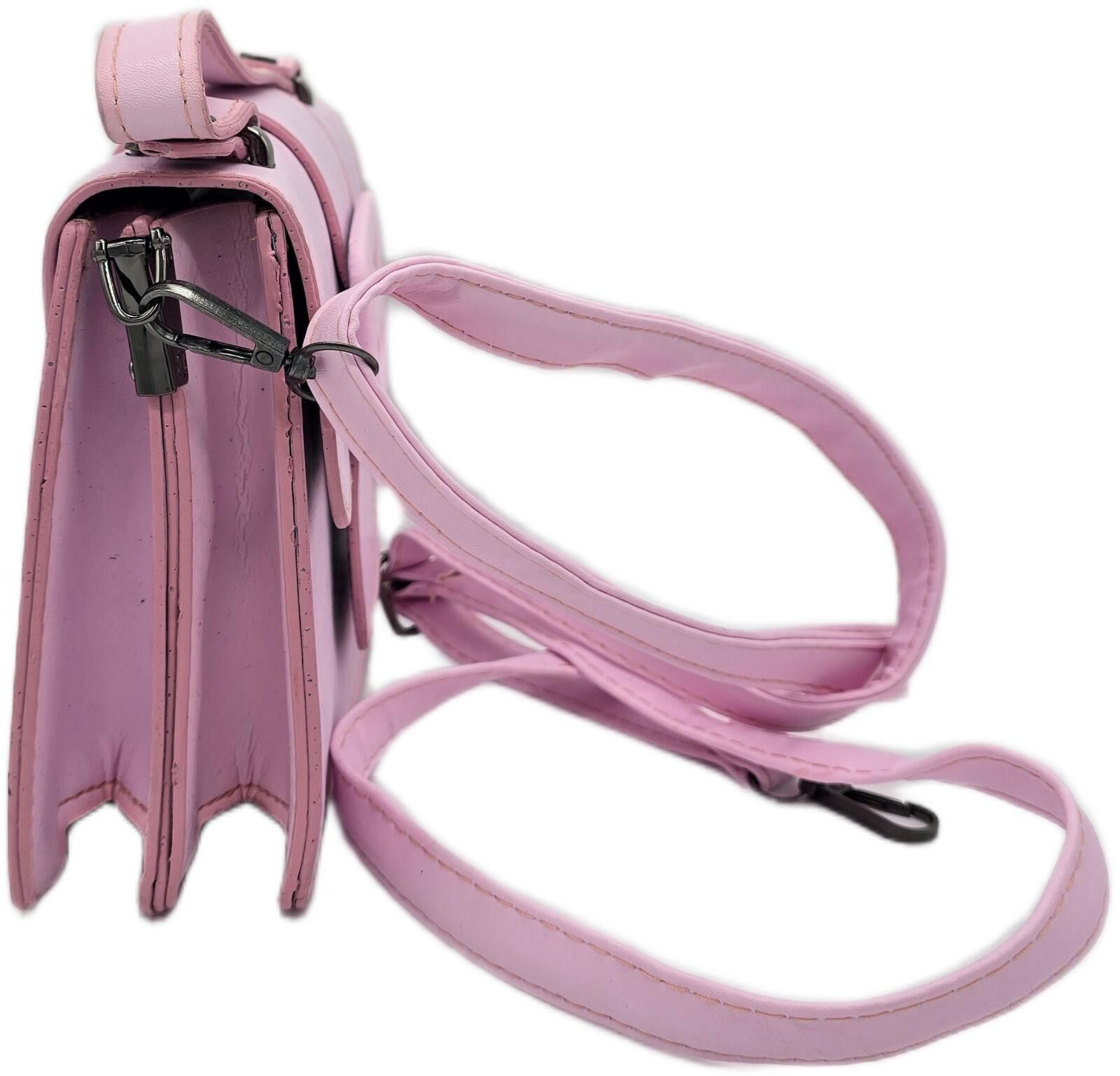 The Unbranded Brand Stylish Pink Faux Leather Shoulder Bag with Buckle Detail Size ONE SIZE - 4 Thumbnail