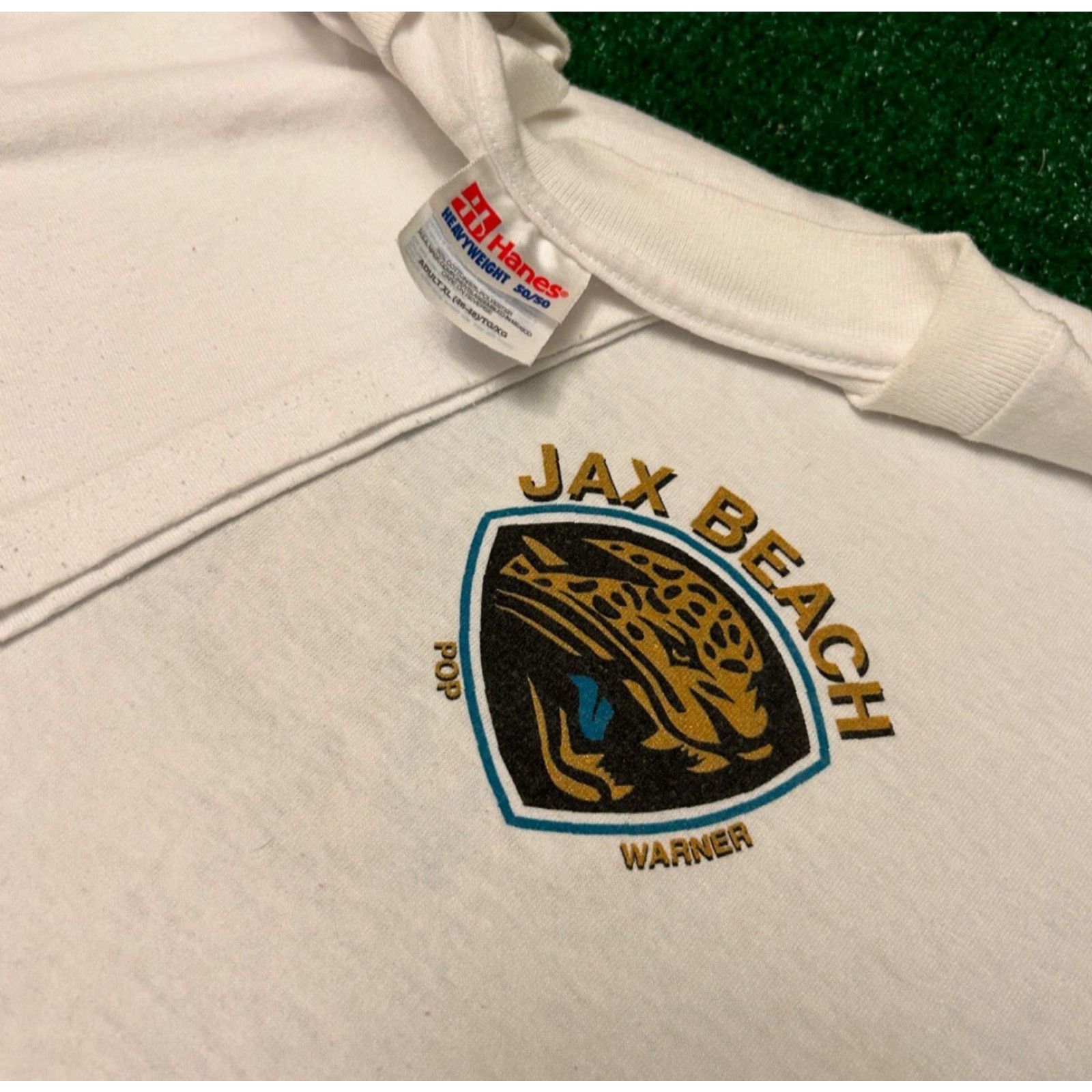 Logo 7 VINTAGE 90s Jacksonville Jaguars Logo VTG Shirt Jax Beach 1990s Mens Size XL White Logo 90s Sports Hip Hop T-Shirt Size US XL / EU 56 / 4 - 3 Thumbnail