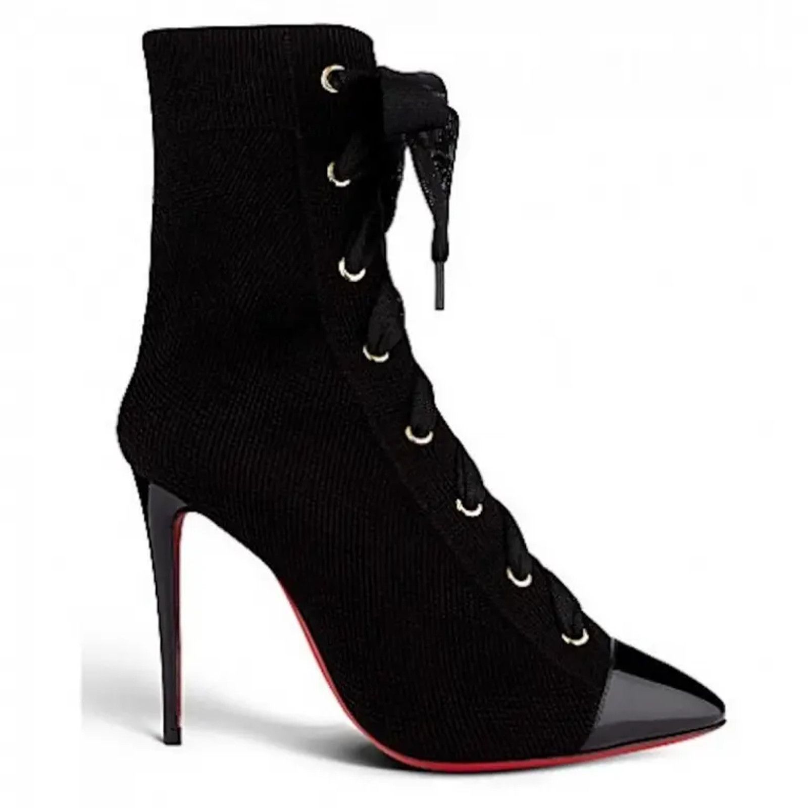Christian Louboutin Christian Louboutin Frenchie 100 Black Patent Lace Heel Size US 5.5 / IT 35.5 - 7 Thumbnail