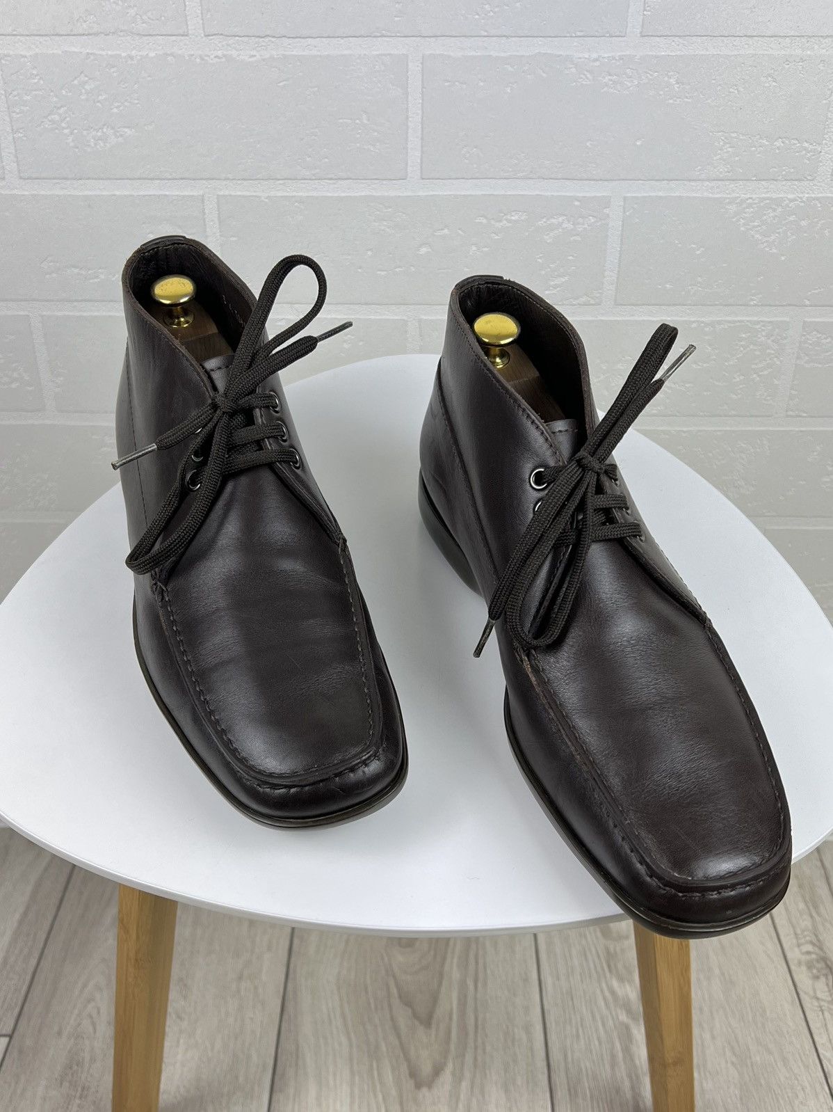Prada PRADA Boots Leather Shoes Rubber Sole Red Tab Brown Men's Size US 9 / EU 42 - 1 Thumbnail